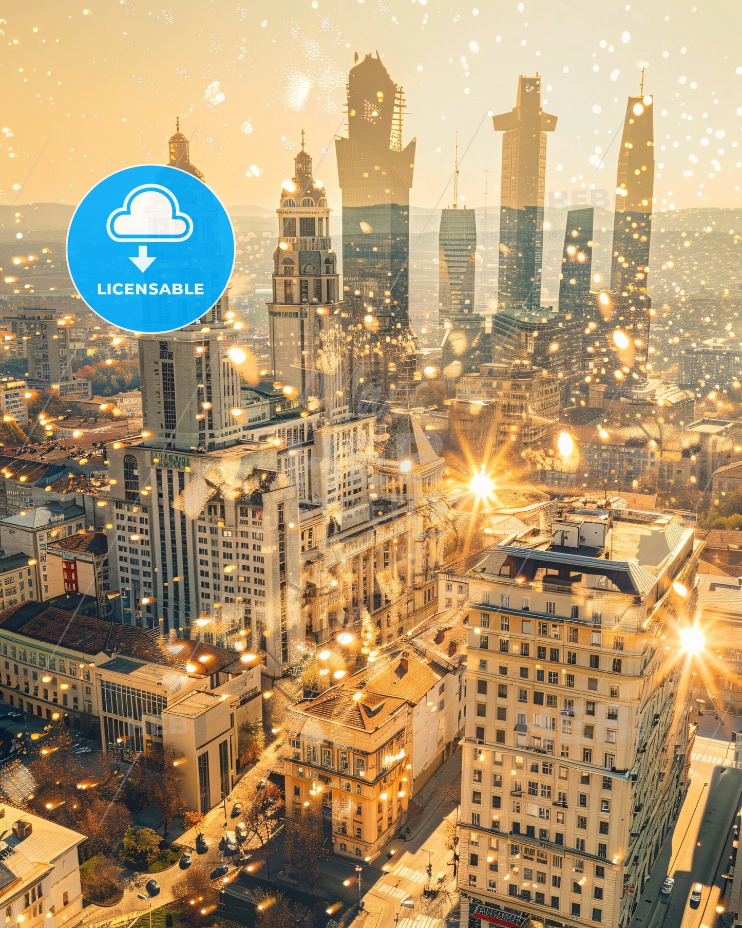 Iași City Skyline and Architecture Icons Poster - A city with many tall buildings