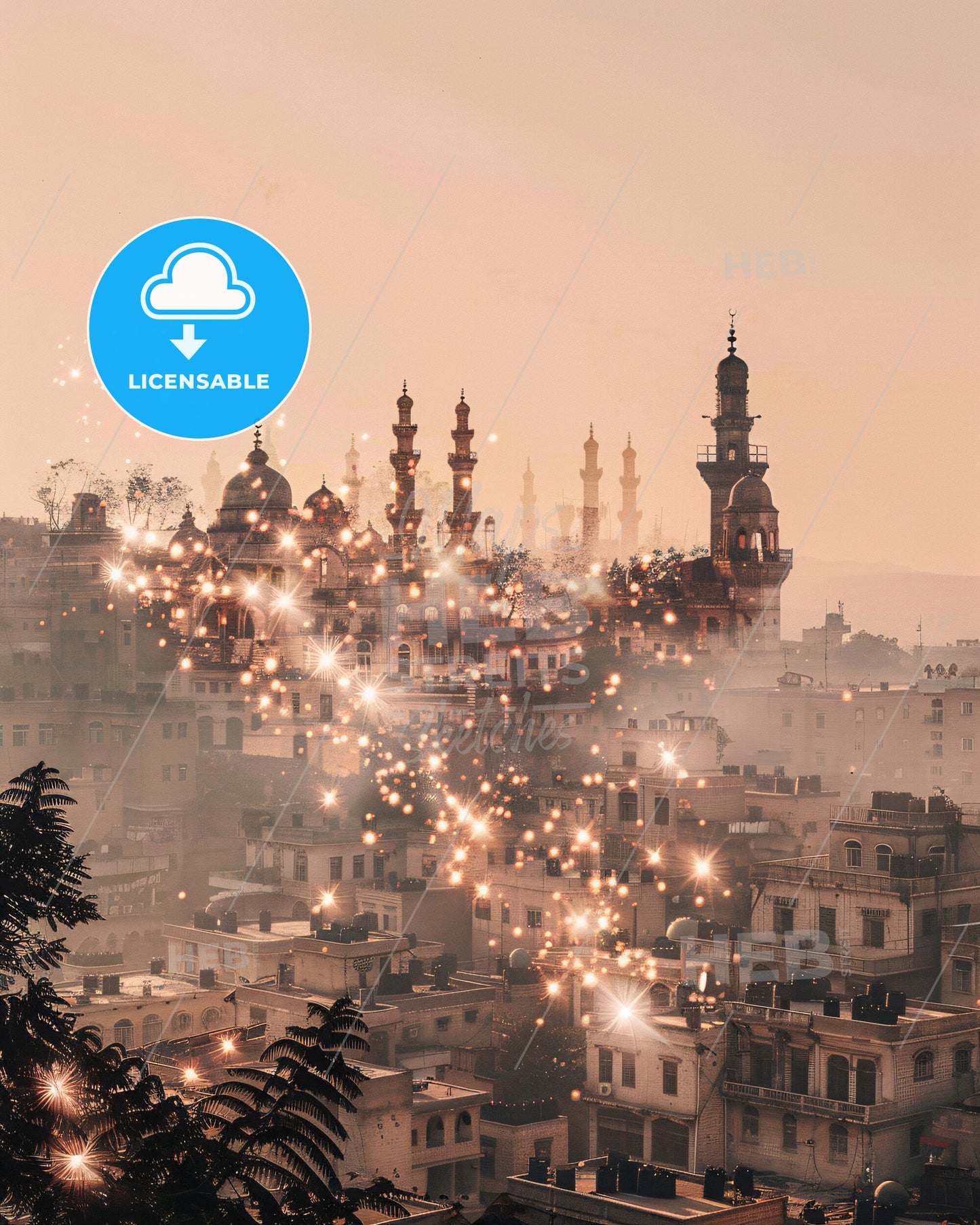 Idlib Skyline Poster: A Tapestry of Local Architecture - A city with many towers and towers and lights