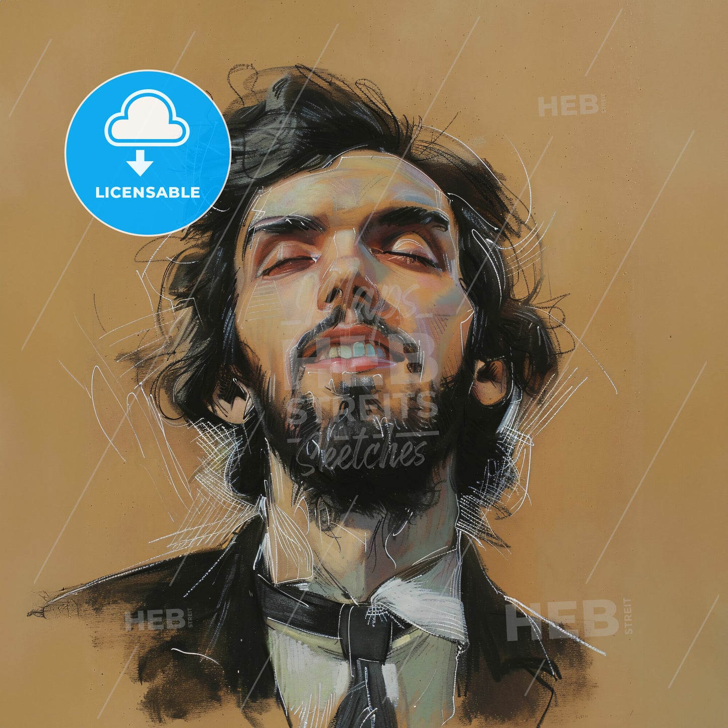 Isaac Levitan, 1860 - 1900, Russian landscape painter - A Man With His Eyes Closed