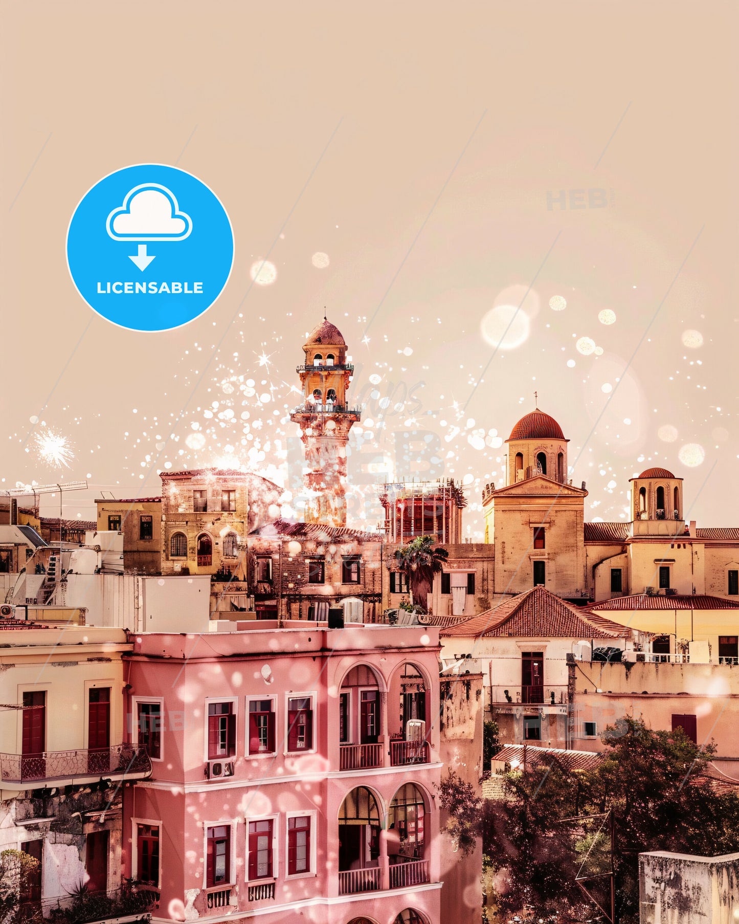 Crete Island Architectural Wonders Poster Art - A city with many buildings