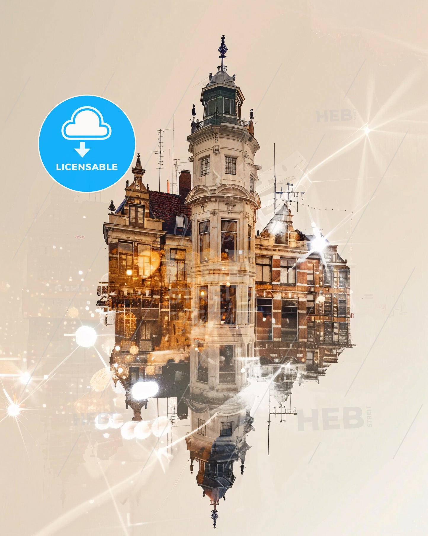 Flevopolder Skyline Double Exposure Composite Art - A building with a tower