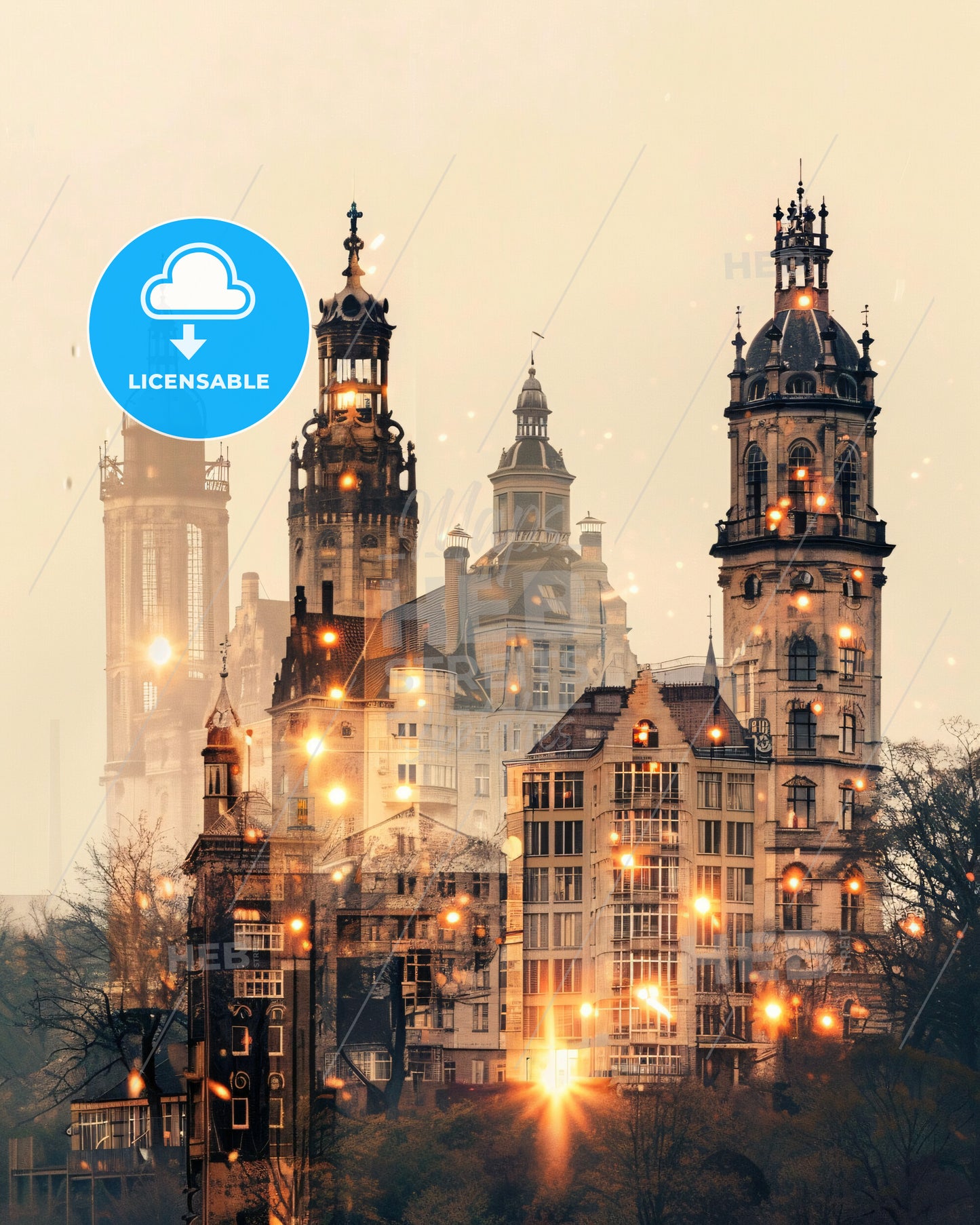 Flevopolder: Skylines and Architecture Art - A city with many towers and lights