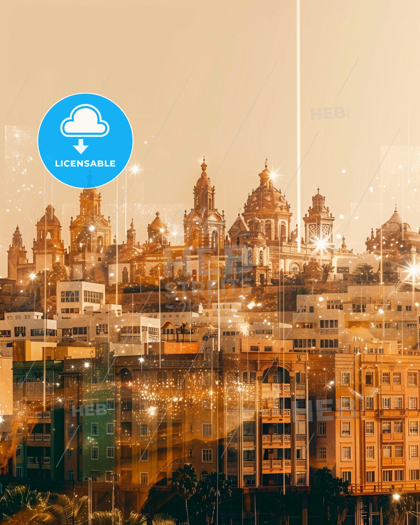 Fuerteventura Magical Double Exposure Cityscape - A city skyline with many buildings