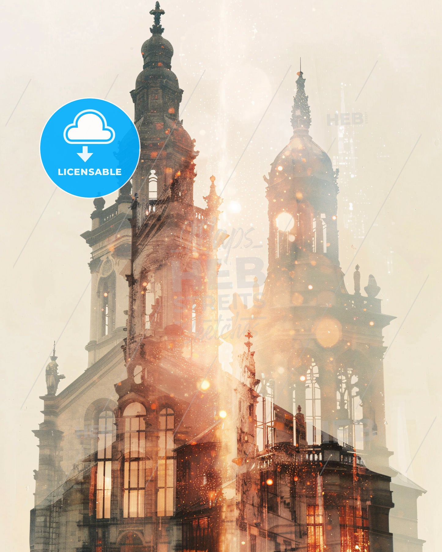 Iceland Architecture Horizon Composite Artwork - A double exposure of a building