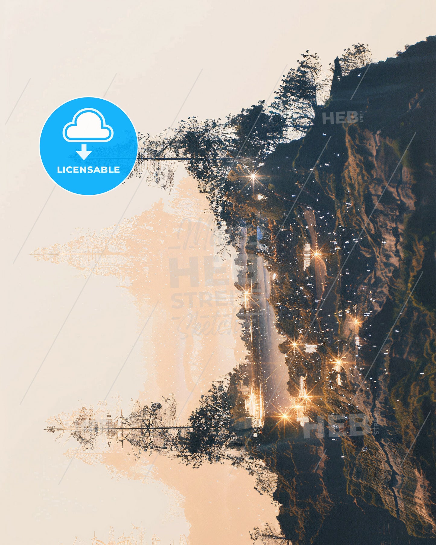 Madeira Double Exposure Landmark Poster - A landscape with trees and a road