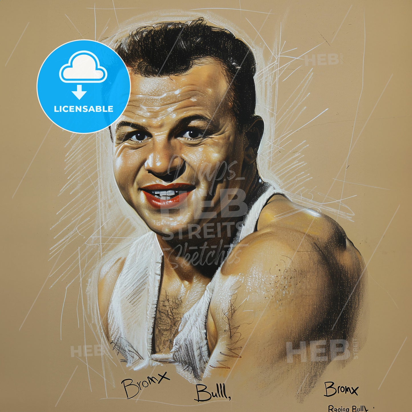 Jake LaMotta, 1922 - 2017, American middleweight boxer - A Drawing Of A Man