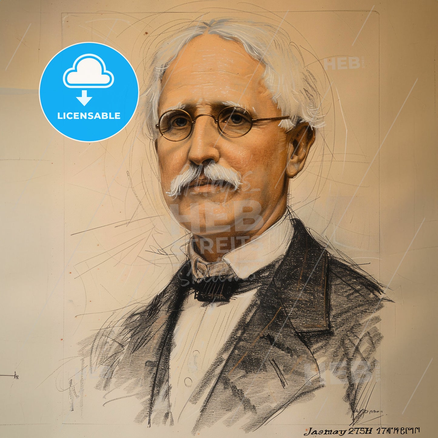 James Breasted, 1865 - 1935, American archaeologist and historian - A Drawing Of A Man With A Mustache