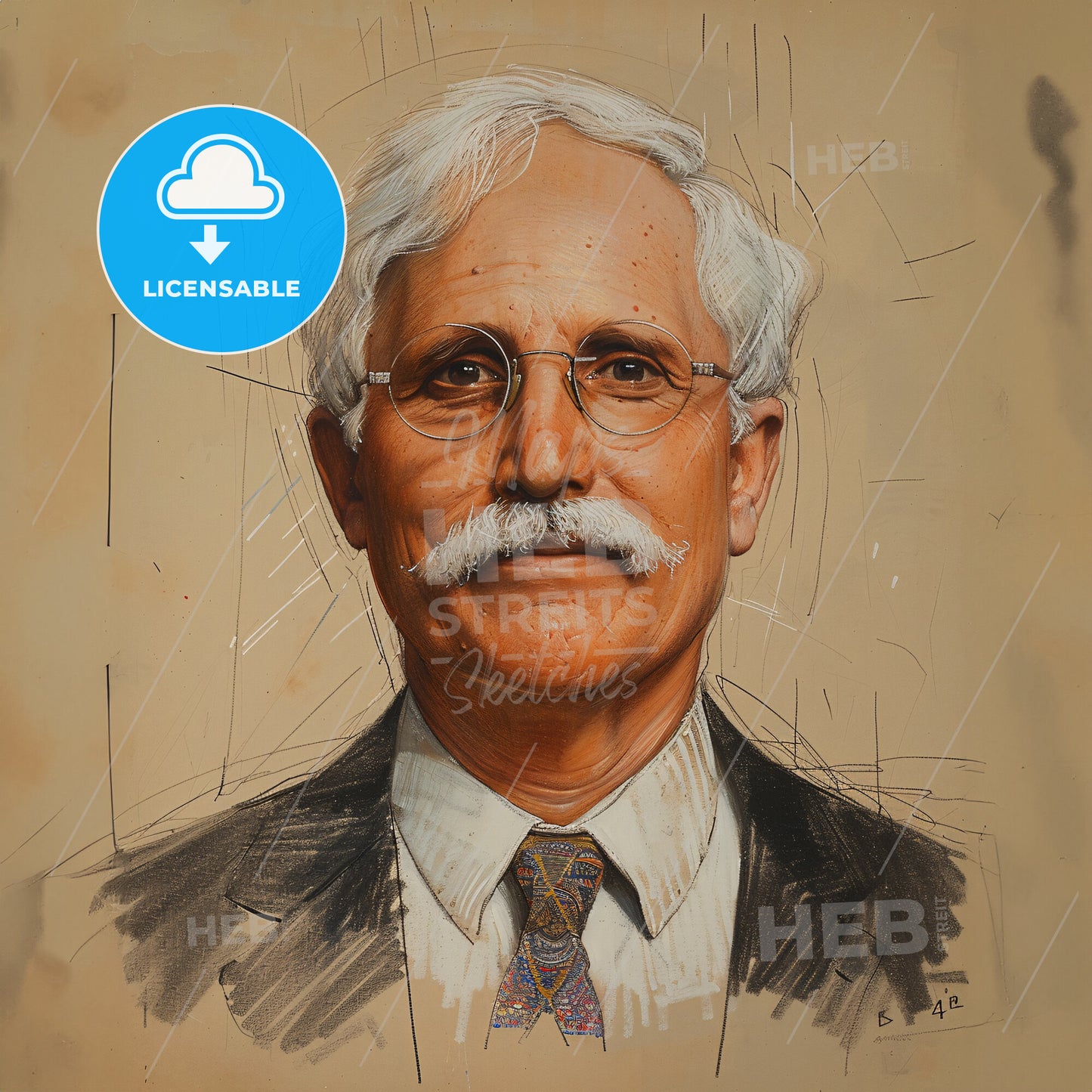 James Breasted, 1865 - 1935, American archaeologist and historian - A Portrait Of A Man With A Mustache