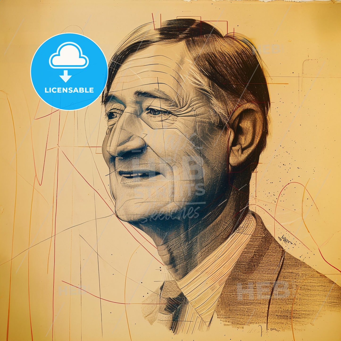 Josef Albers, 1888 - 1976, German-American painter - A Man In A Suit