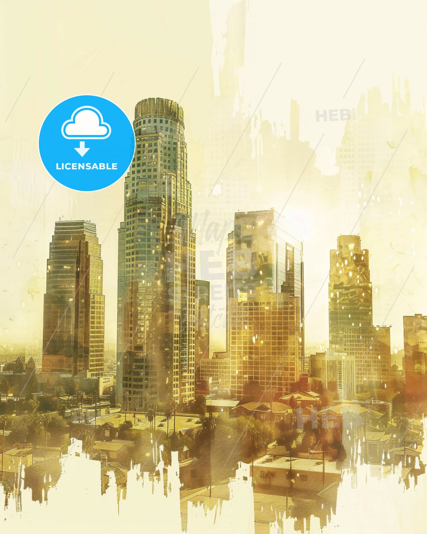 Jurupa Valley City Skyline Art Majestic Poster - A city skyline with a few tall buildings