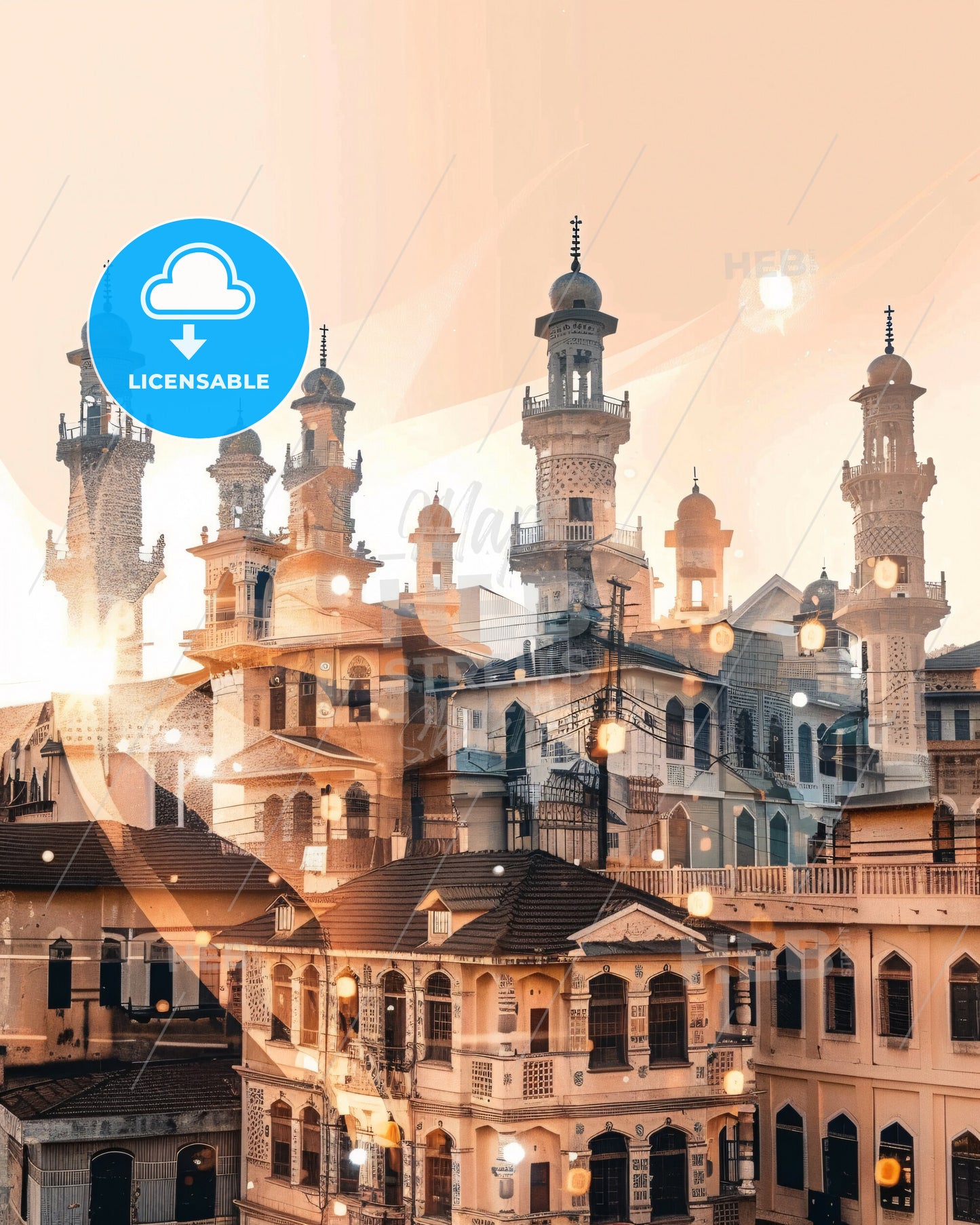 Kano City Skyline Composite Art Poster - A group of buildings with towers