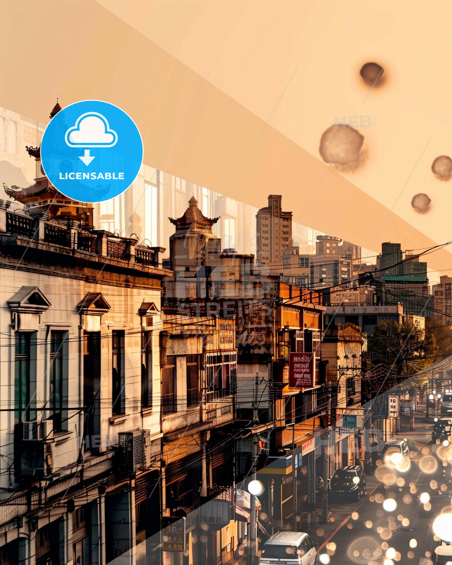 Keelung Skyline Art: Double Exposure in Local Hues - A city with buildings and street lights