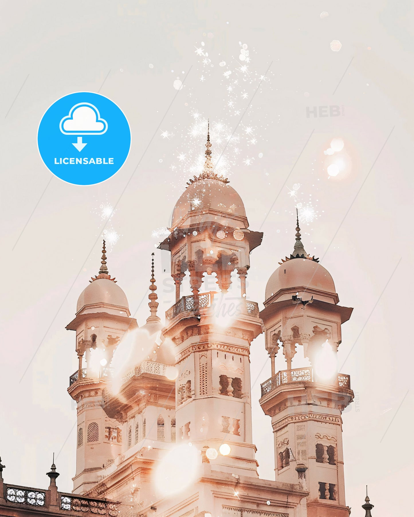 Khartoum Skyline Minimalistic Double Exposure Art - A building with towers and towers with lights