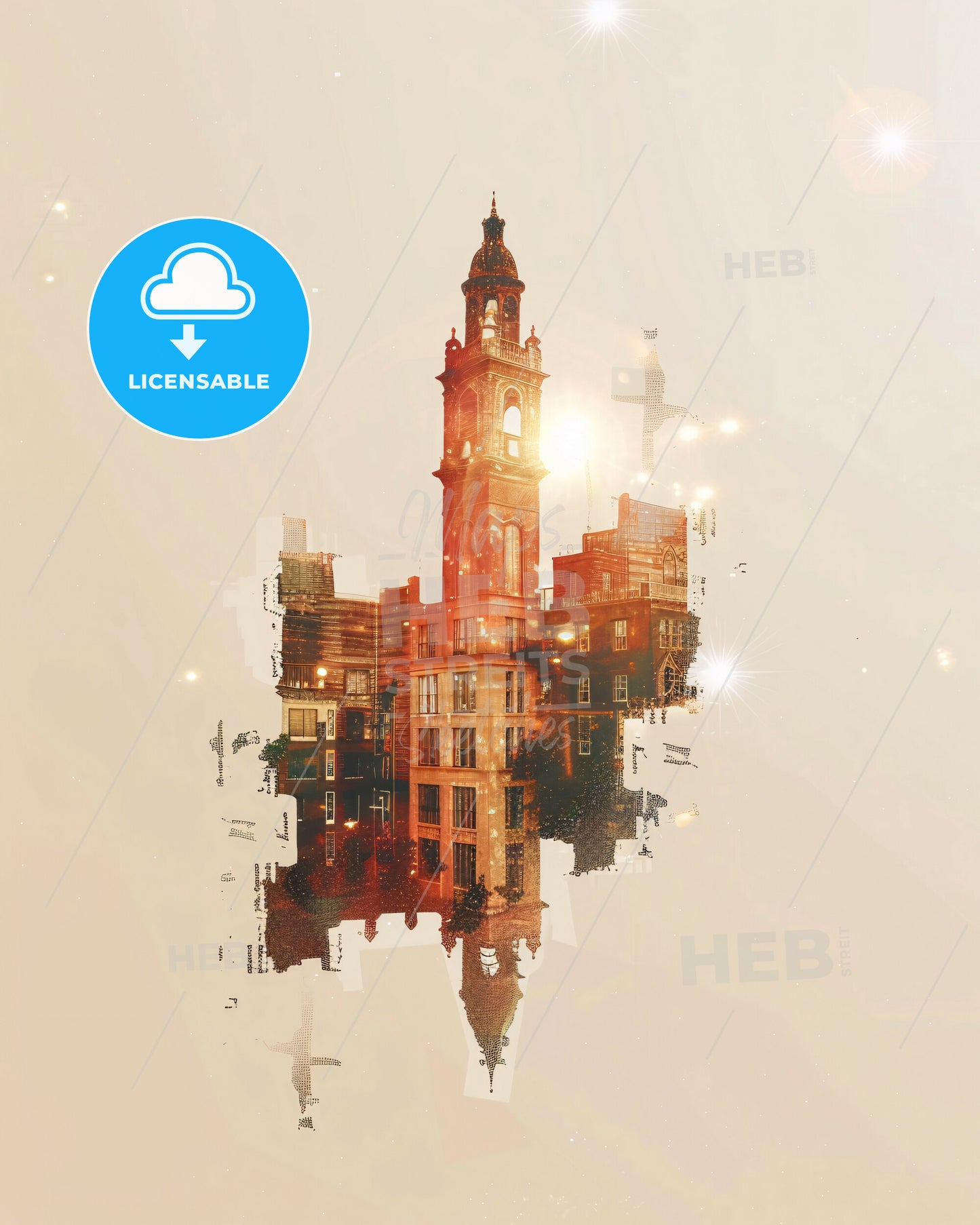 Killeen Skyline Composite Art: Backlight Brilliance - A building with a tower