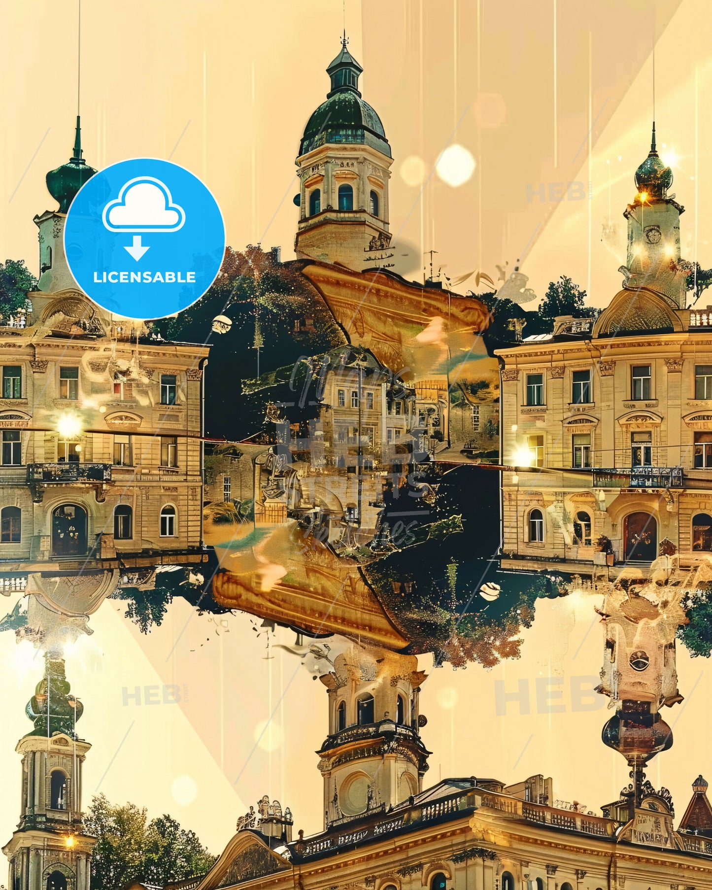 Košice Skyline Composite Art Poster - A group of buildings with towers