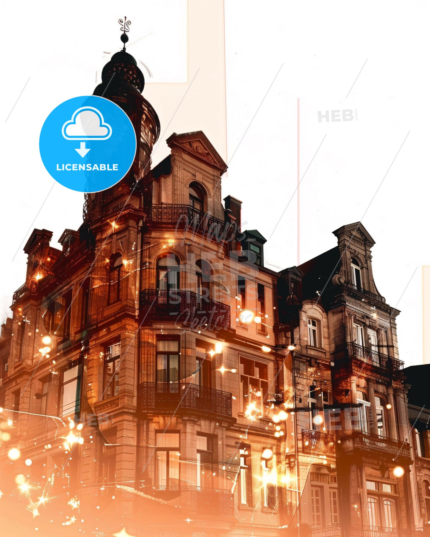 Liège Skyline Icon Silhouette Poster Art - A building with lights on the side