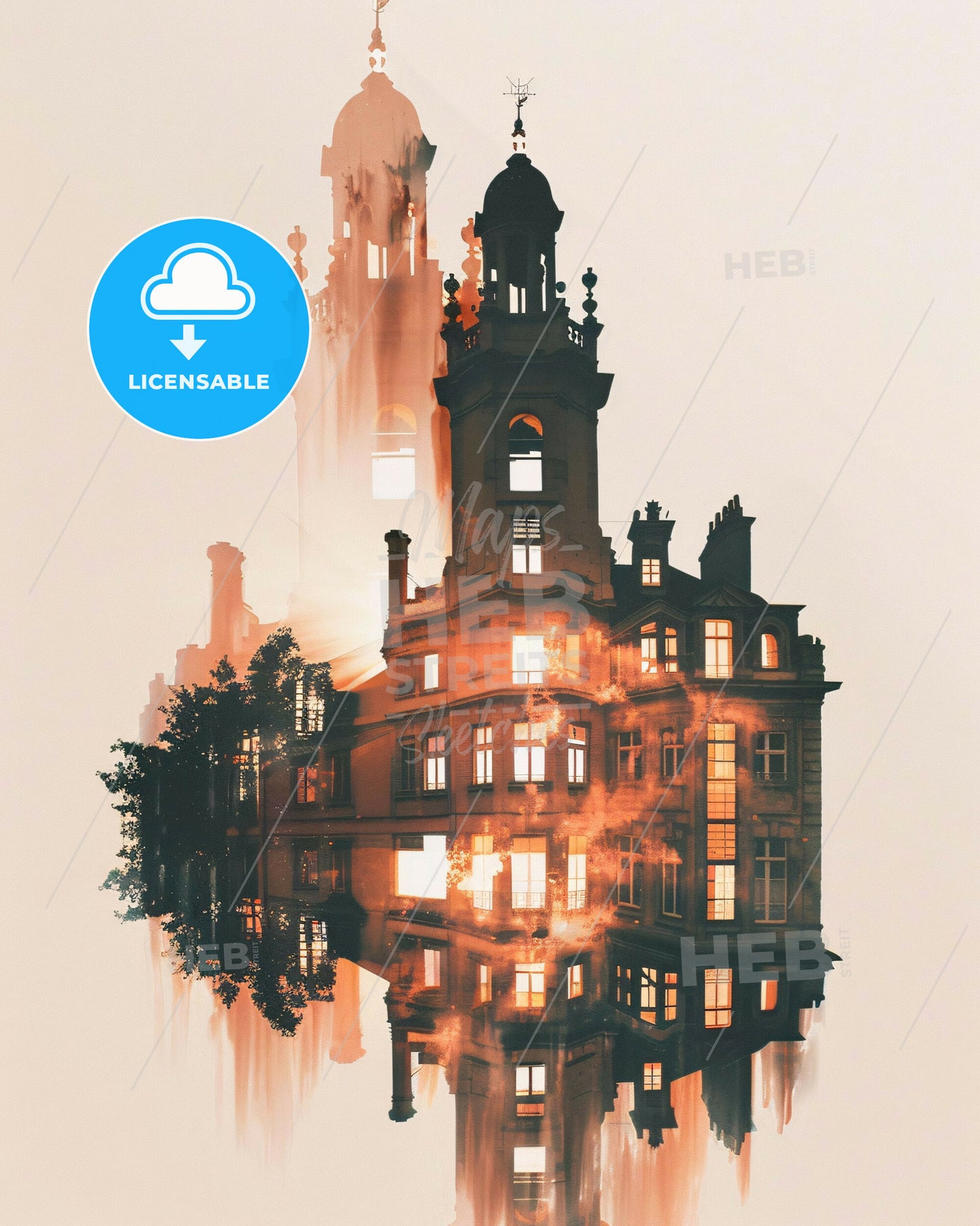 Lille City Skyline Art Poster - A building with a tower and a spire