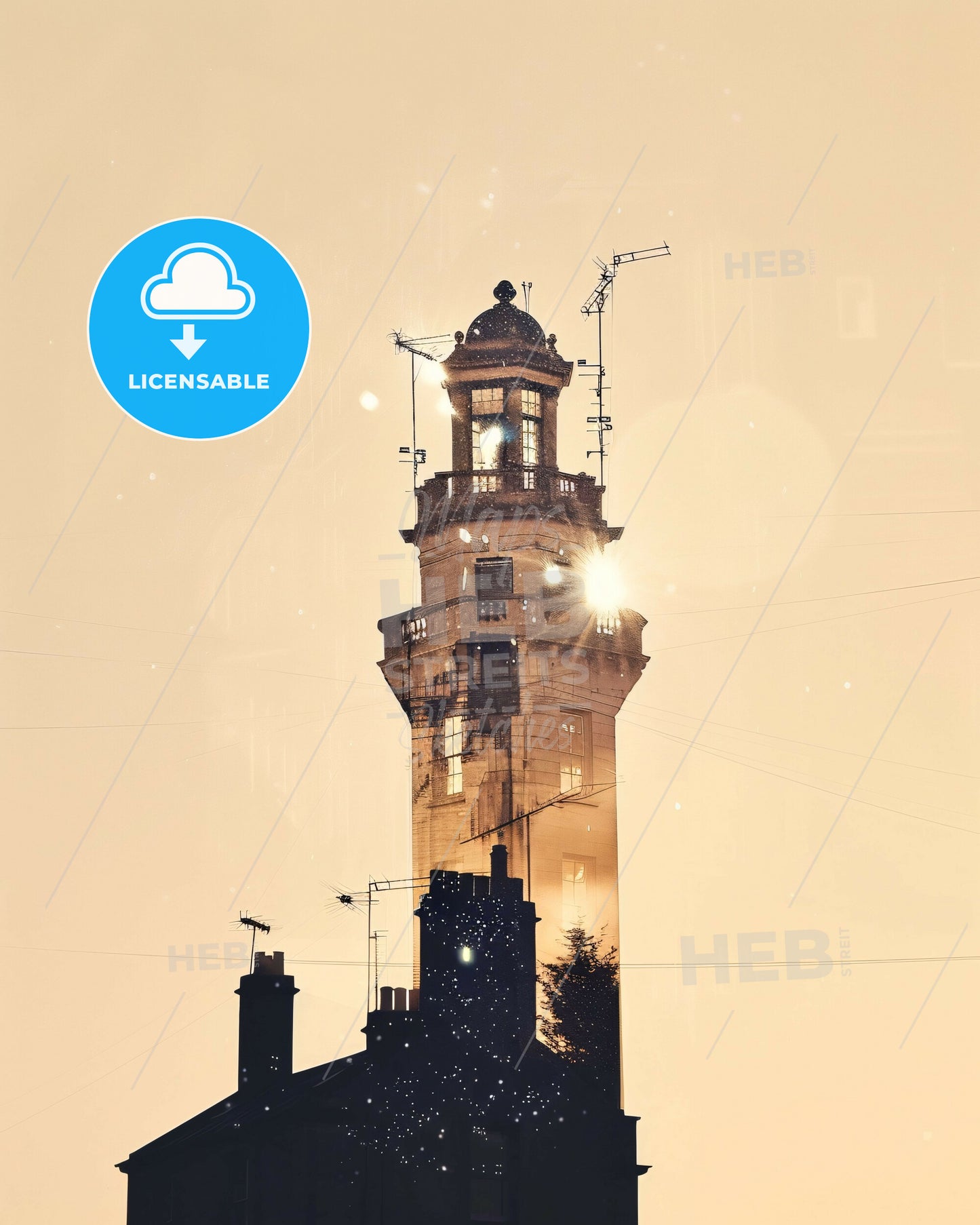 Limerick City Lights Sparkles Art Poster - A tower with a light on top