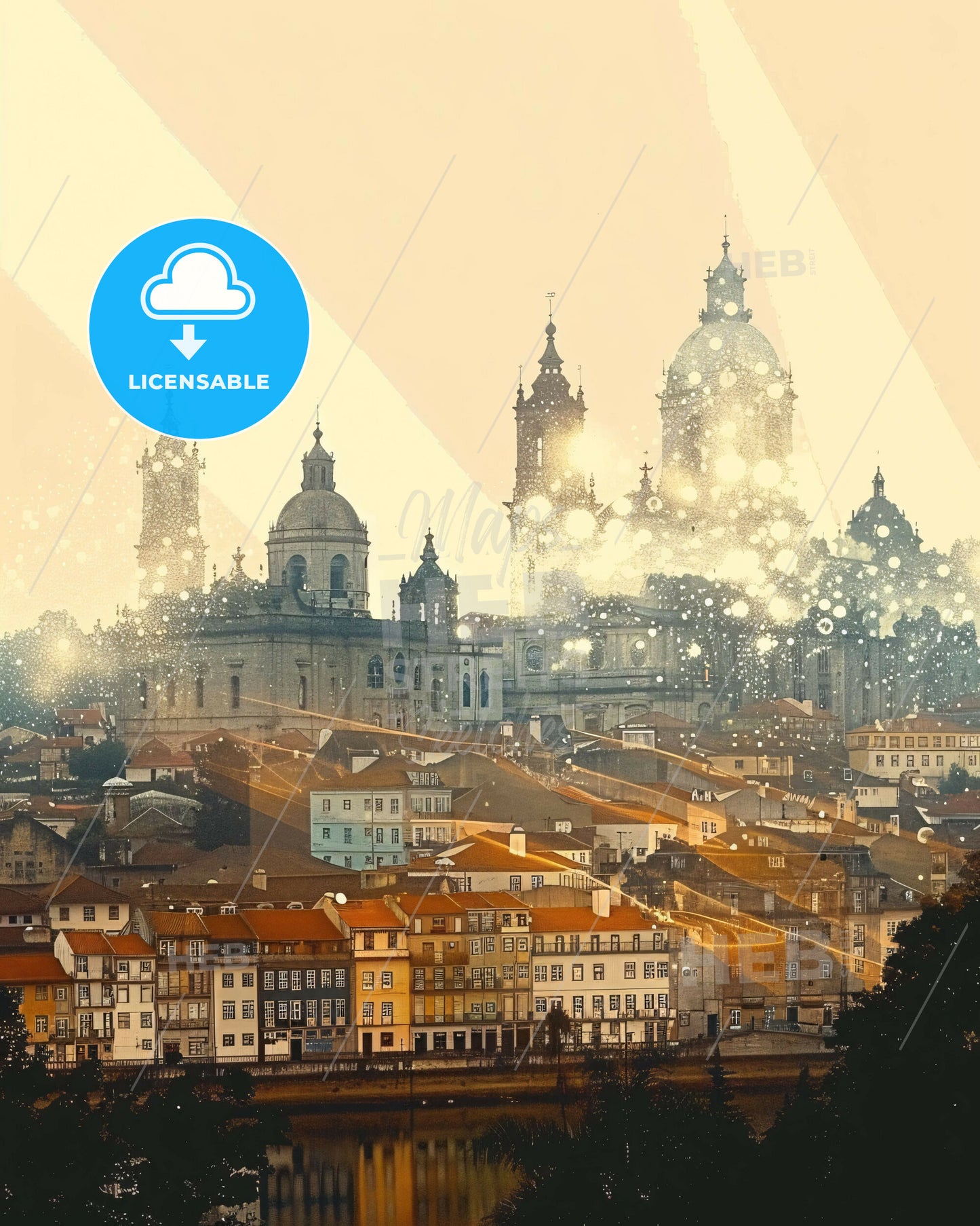 Loures Skyline Cityscape Composite Artwork Poster - A city with many buildings