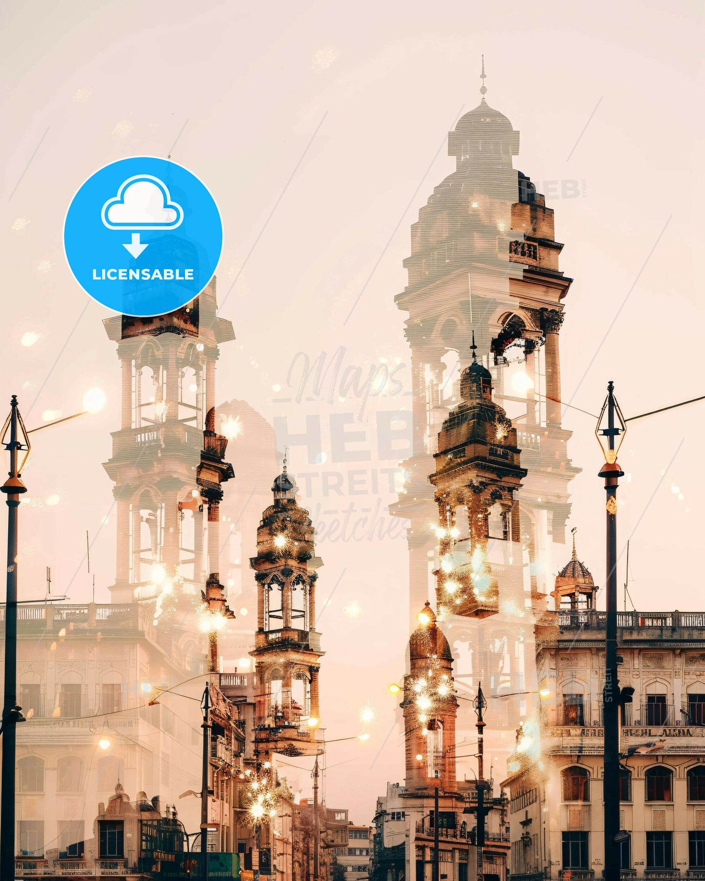 Ludhiana Skyline Composite Art Cityscape Poster - A double exposure of a city