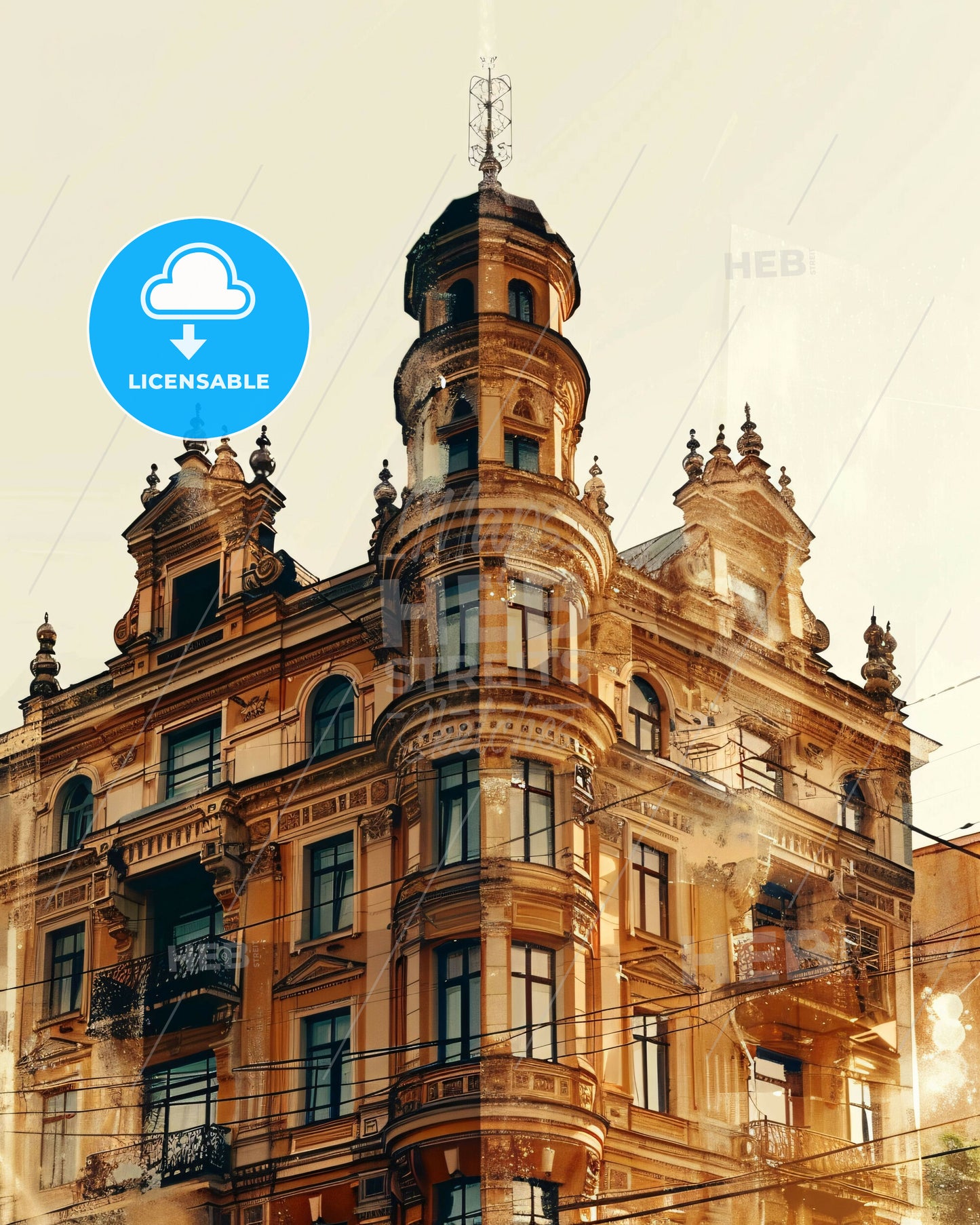 Makiivka Skyline Bright Beige Poster Art - A building with a tower