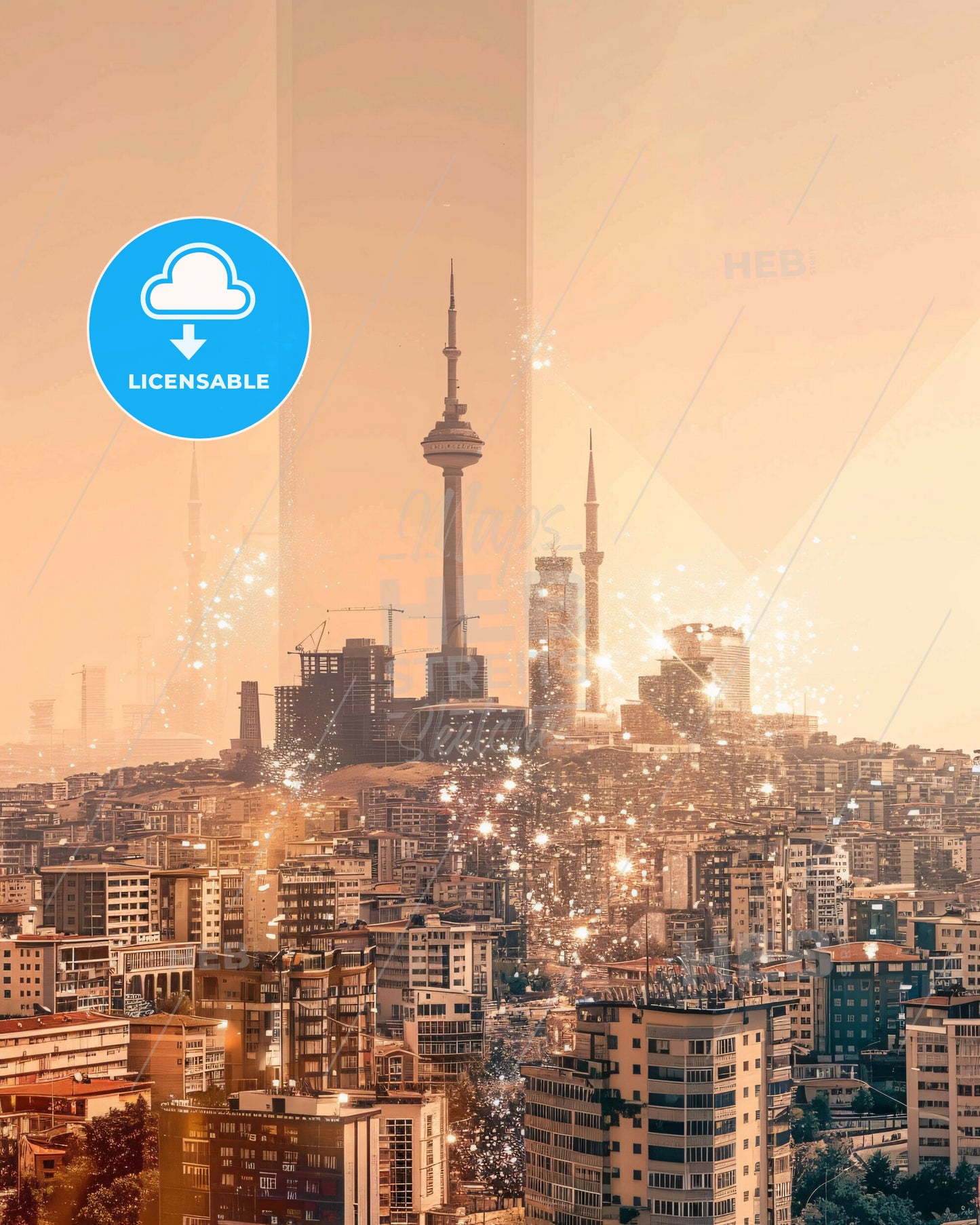 Malatya Skyline Composite Art Poster - A city with many tall buildings