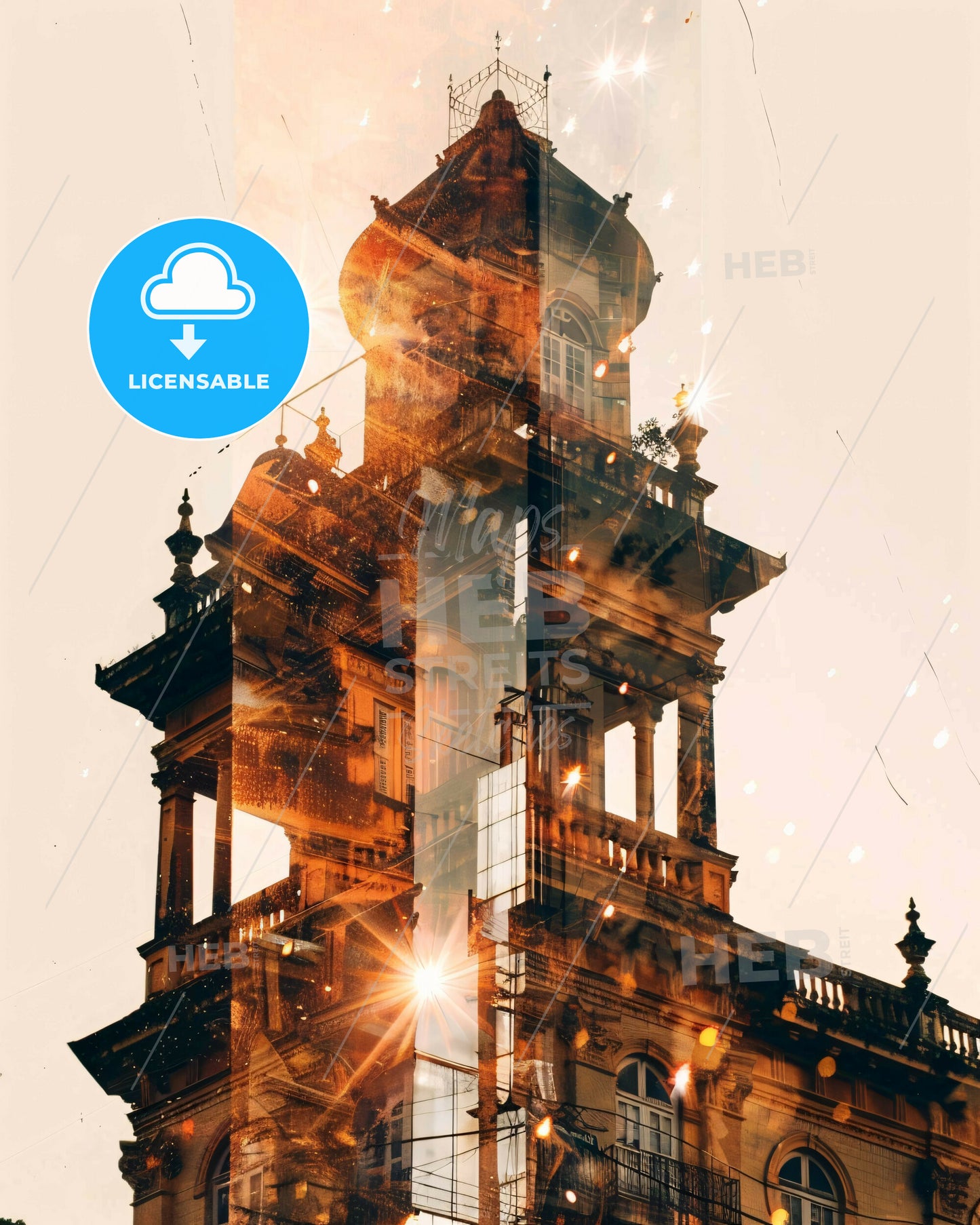 Manaus Skyline Dreamy Night Poster Art - A double exposure of a building