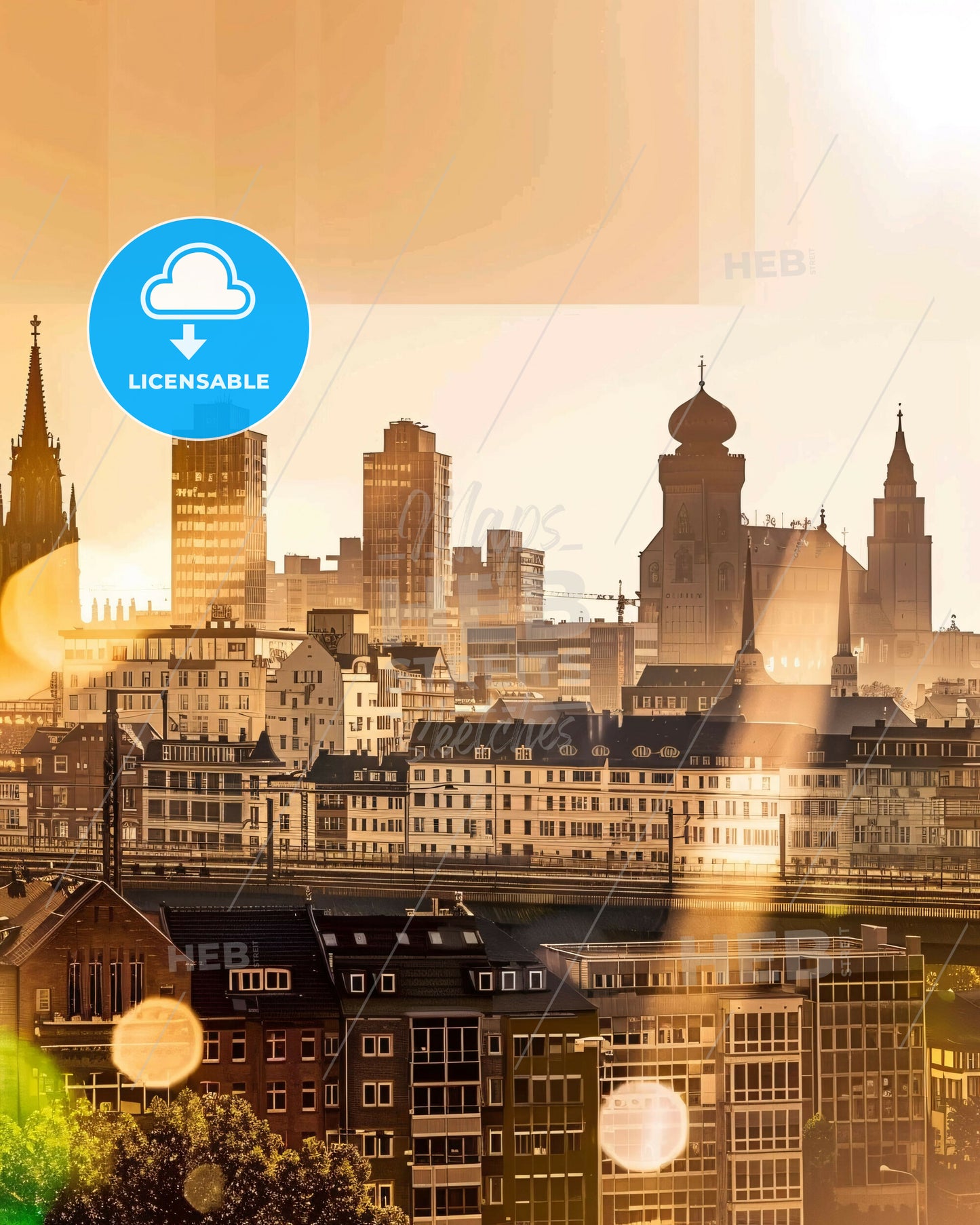 Mannheim City Skyline Composite Art Poster - A city with many buildings and a bridge