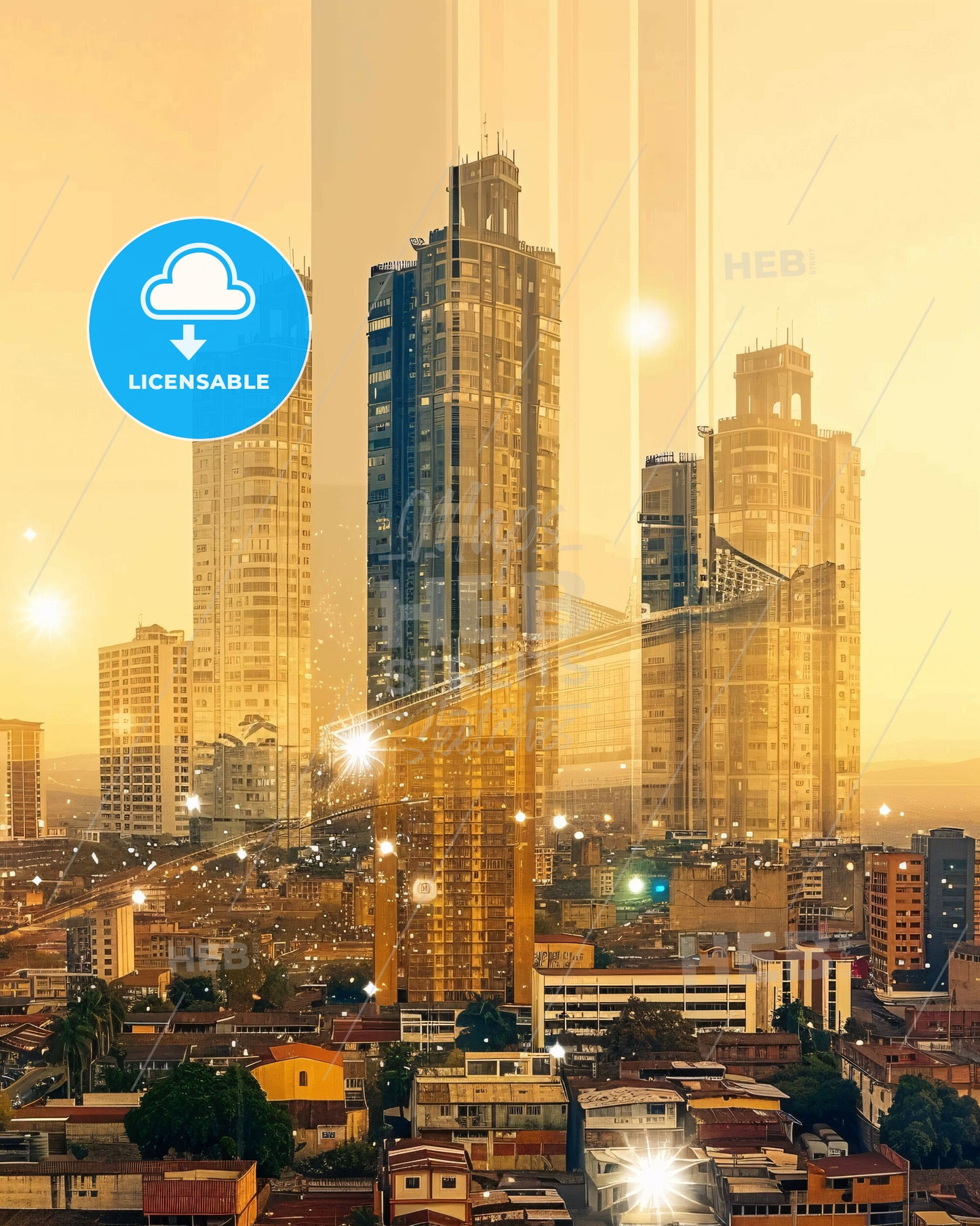 Maracaibo City Skyline Nightlife Sparkle - A city with many tall buildings