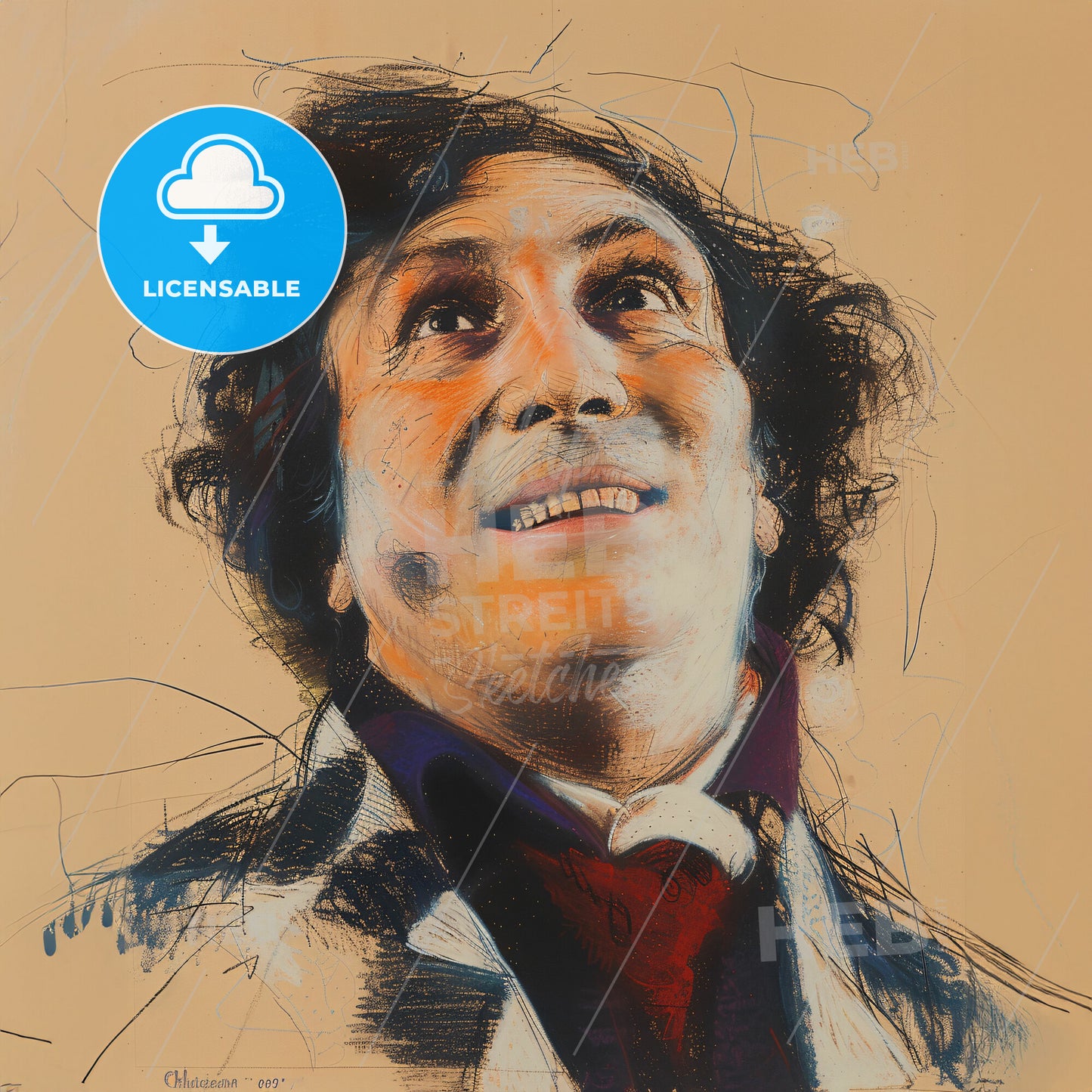 Marc Chagall, 1887 - 1985, Belarusian-French painter - A Drawing Of A Man Looking Up