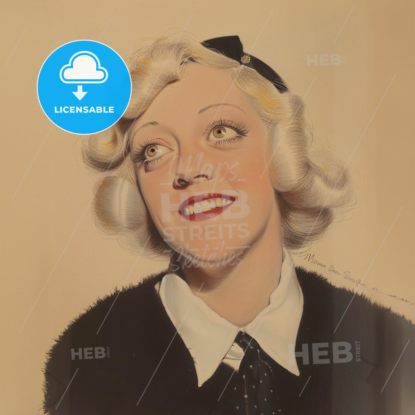 Marion Davies, 1897 - 1961, American actress - A Woman With Blonde Hair And A Black Hat