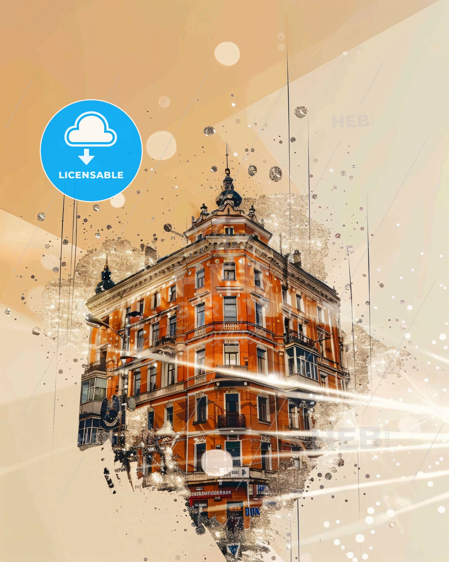 Mariupol, Ukraine: City Skyline Art Deco - A building with a light burst