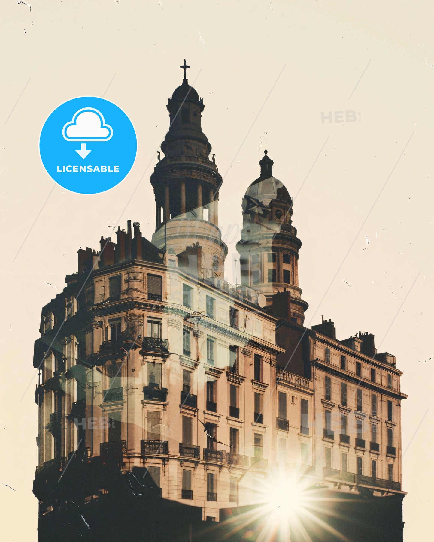 Marseille Skyline Double Exposure Composite Poster - A building with a tower