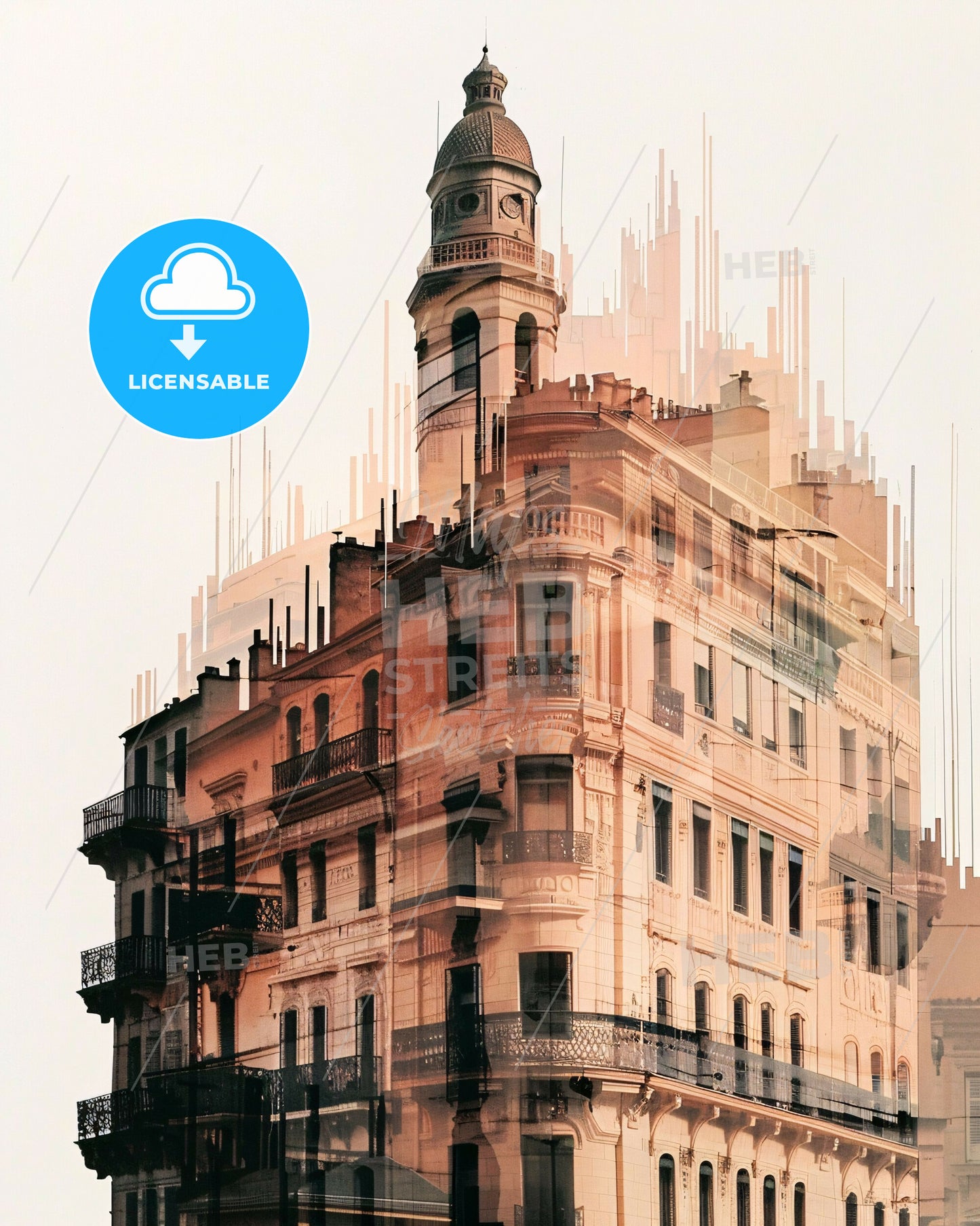 Marseille Iconic Cityscape Silhouette Art Print - A building with a tower