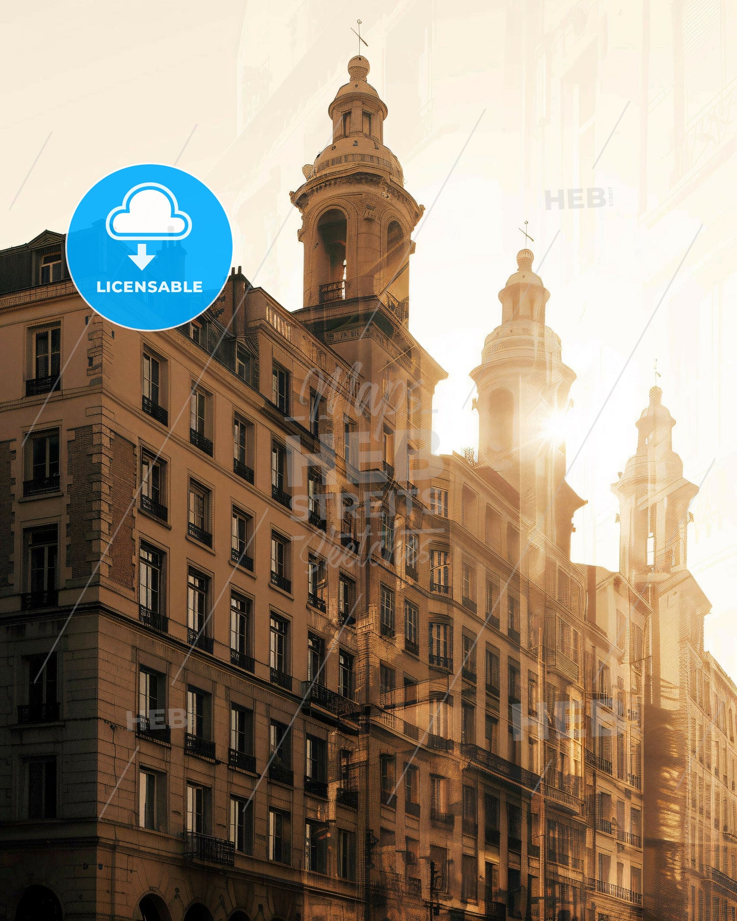 Marseille: Skyline in Double Exposure - A building with a steeple and a bell tower