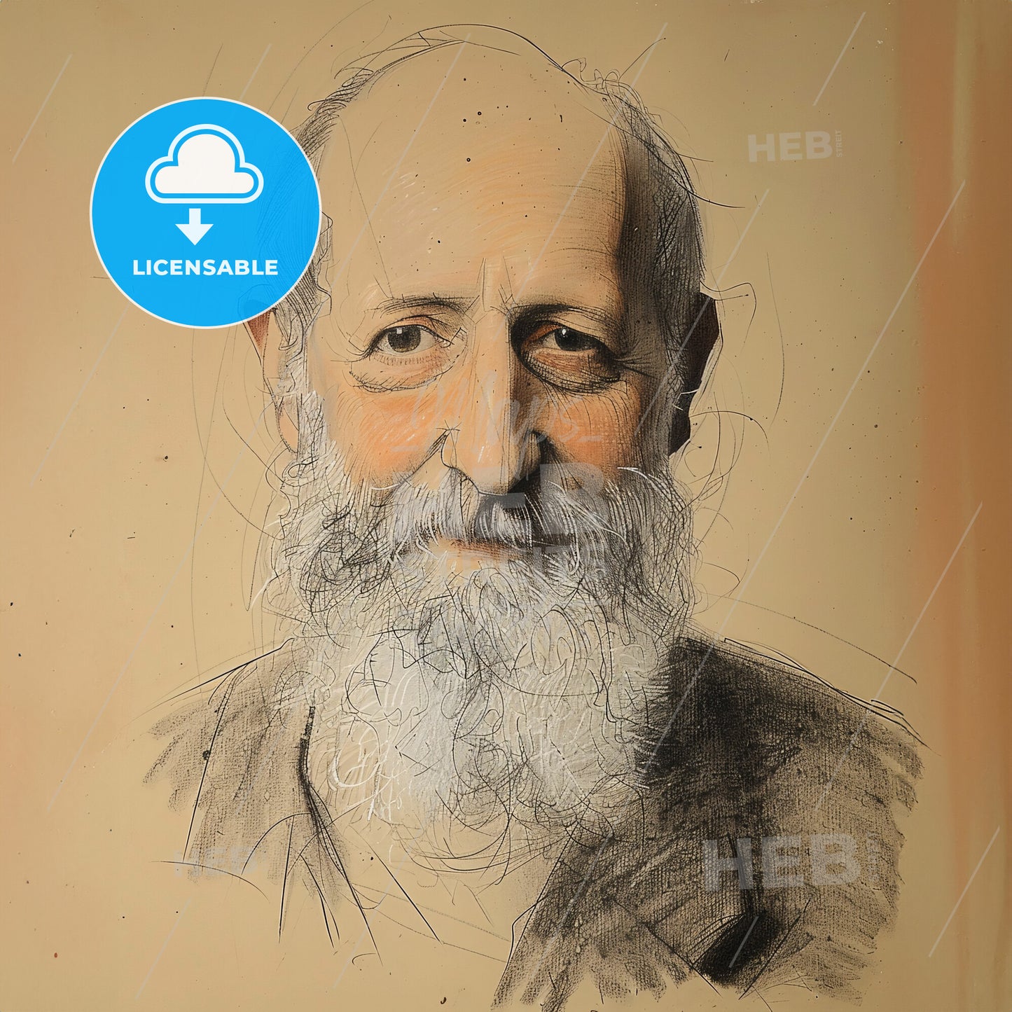 Martin Buber, 1878 - 1965, Austrian-Israeli philosopher - A Drawing Of A Man With A Beard