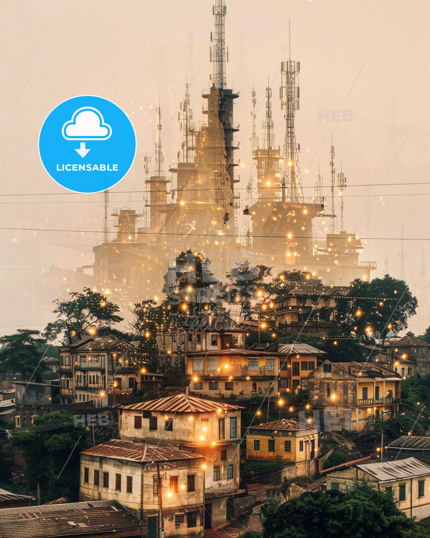 Matola Mozambique Skyline Architecture Art Poster - A city with many towers and lights