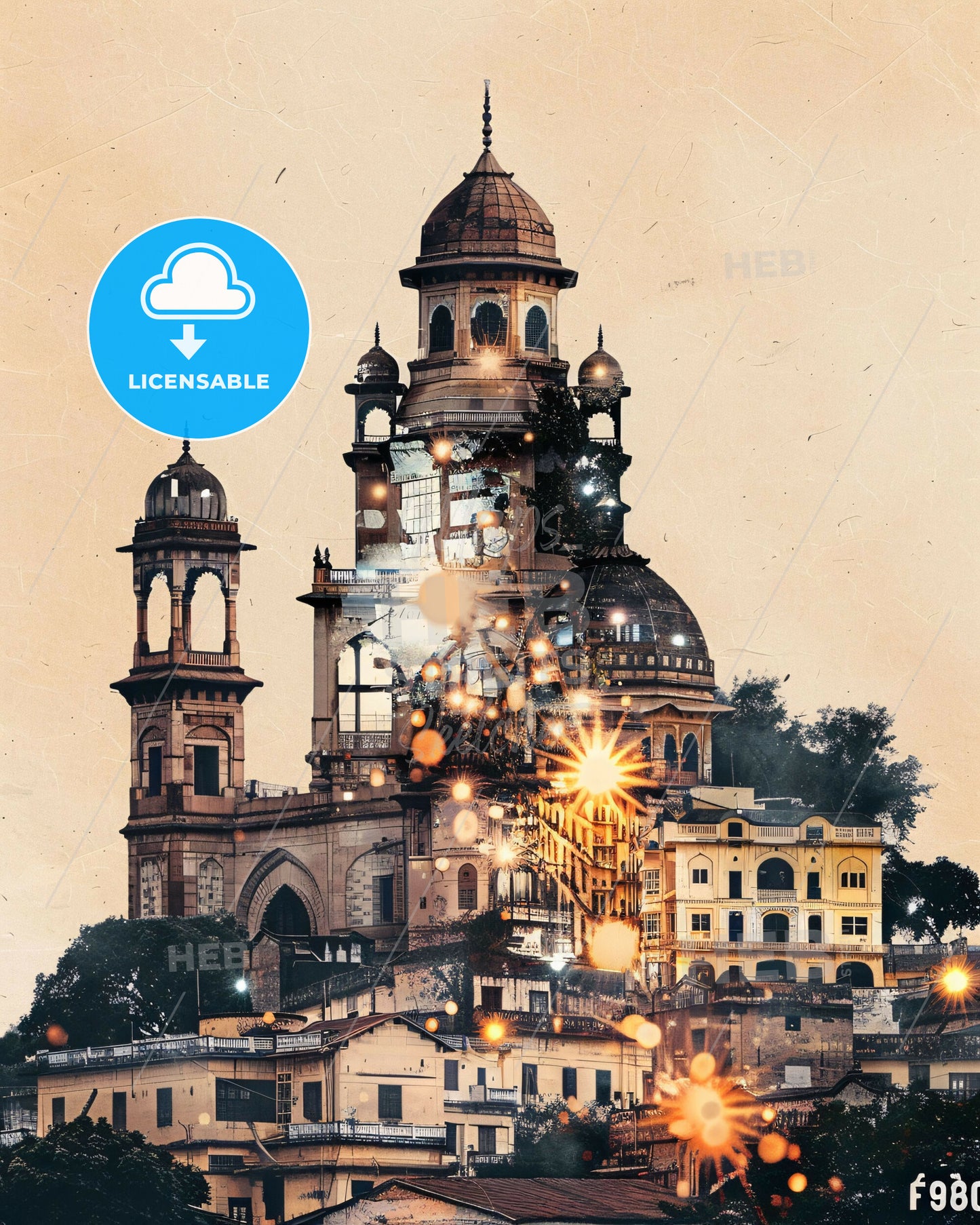 Meerut's Icons in Vibrant Tapestry - A building with a dome roof and a staircase