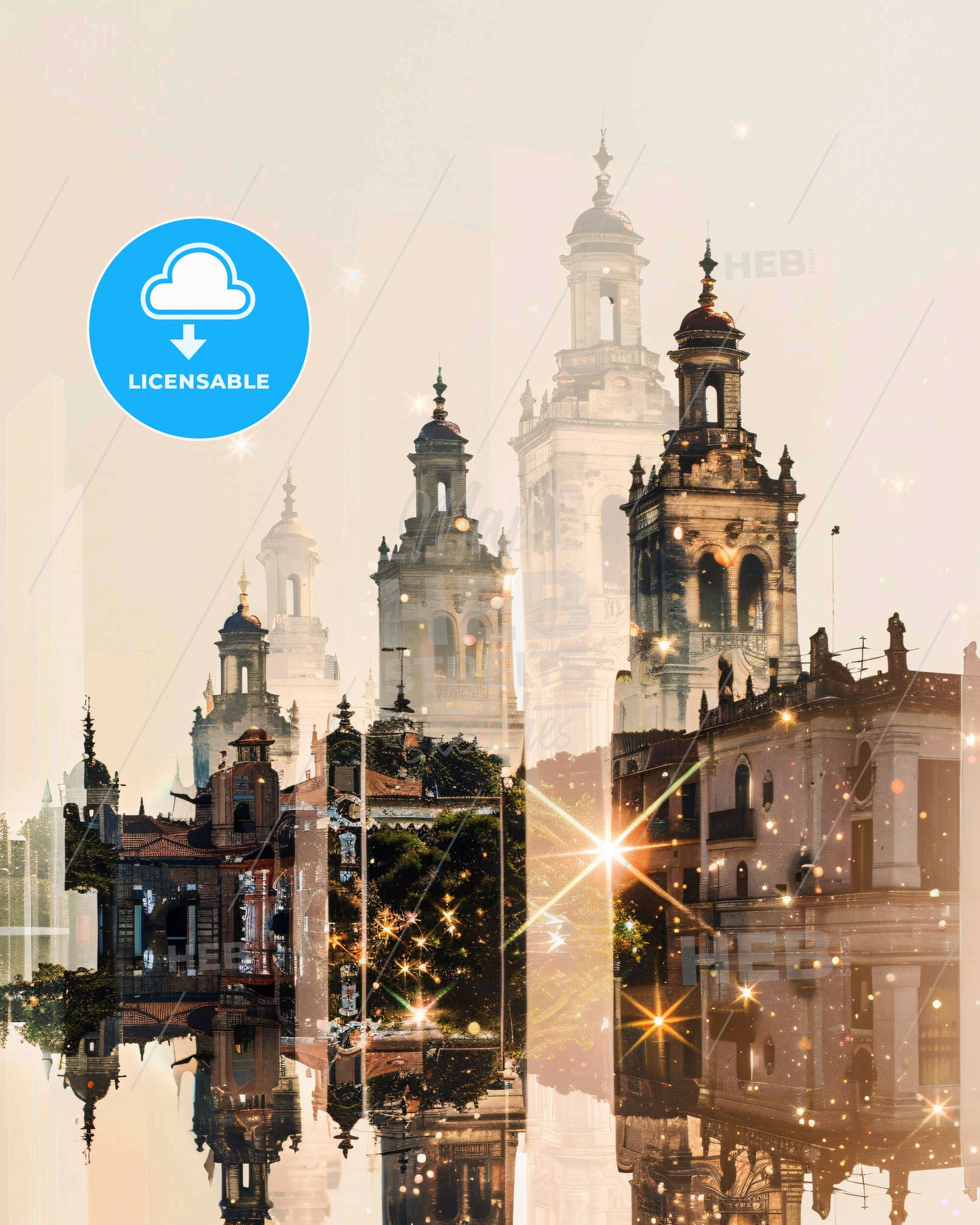 Merida: Art Deco on a Bright Beige - A city with many towers