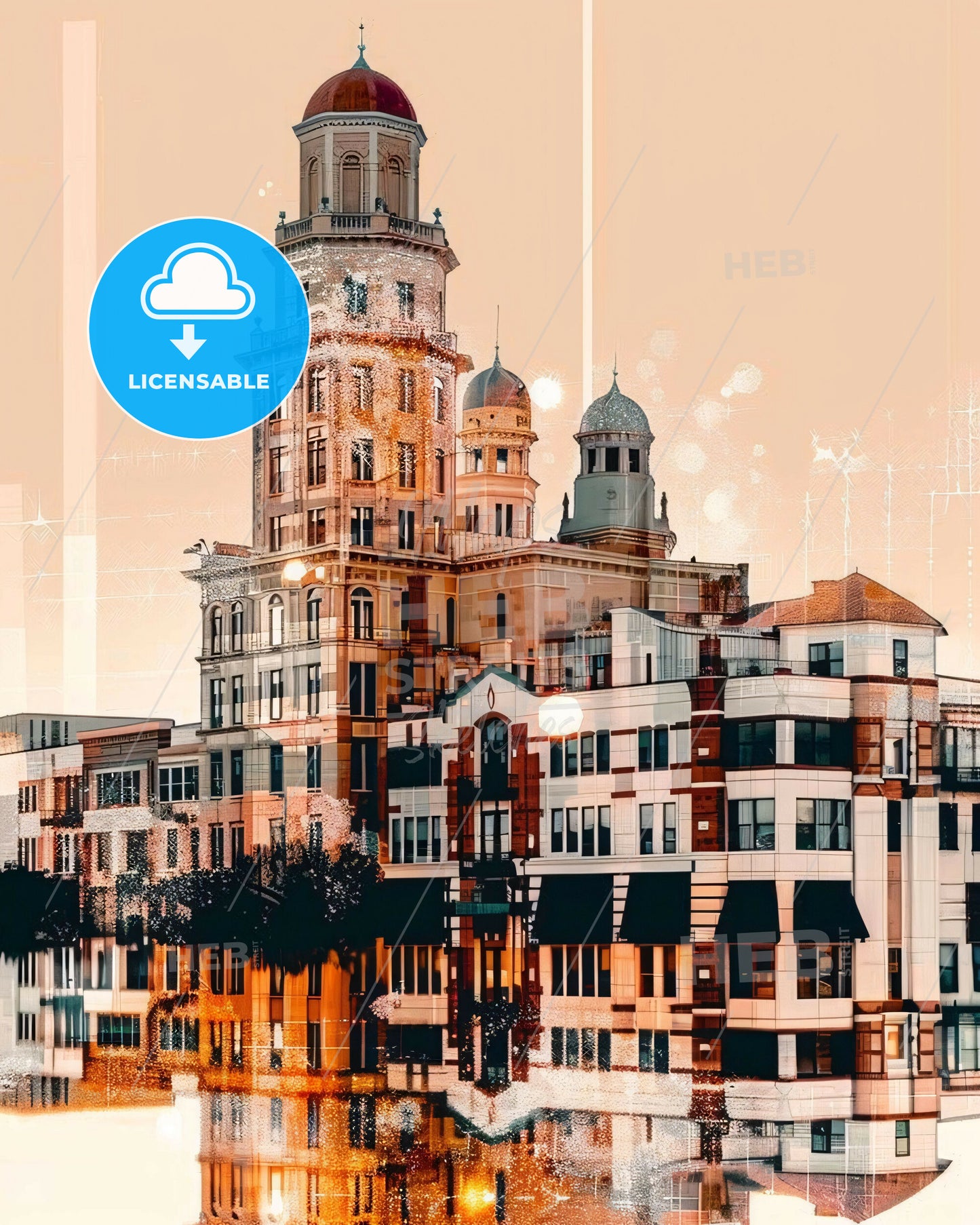 Mesquite City Skyline Panorama Poster Art - A building with a tower