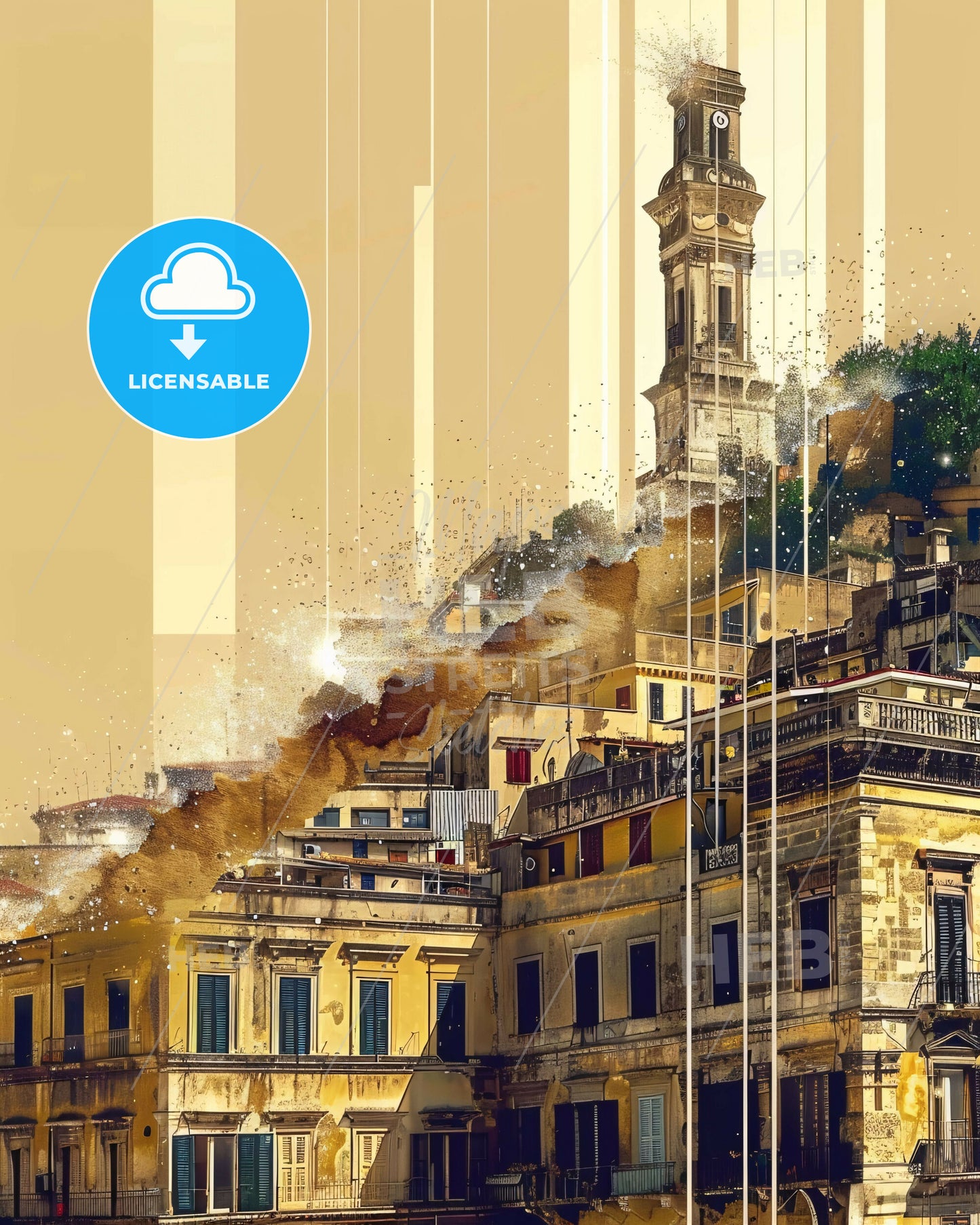 Messina City Art: Skyline and Icons - A building with a tower on top of it