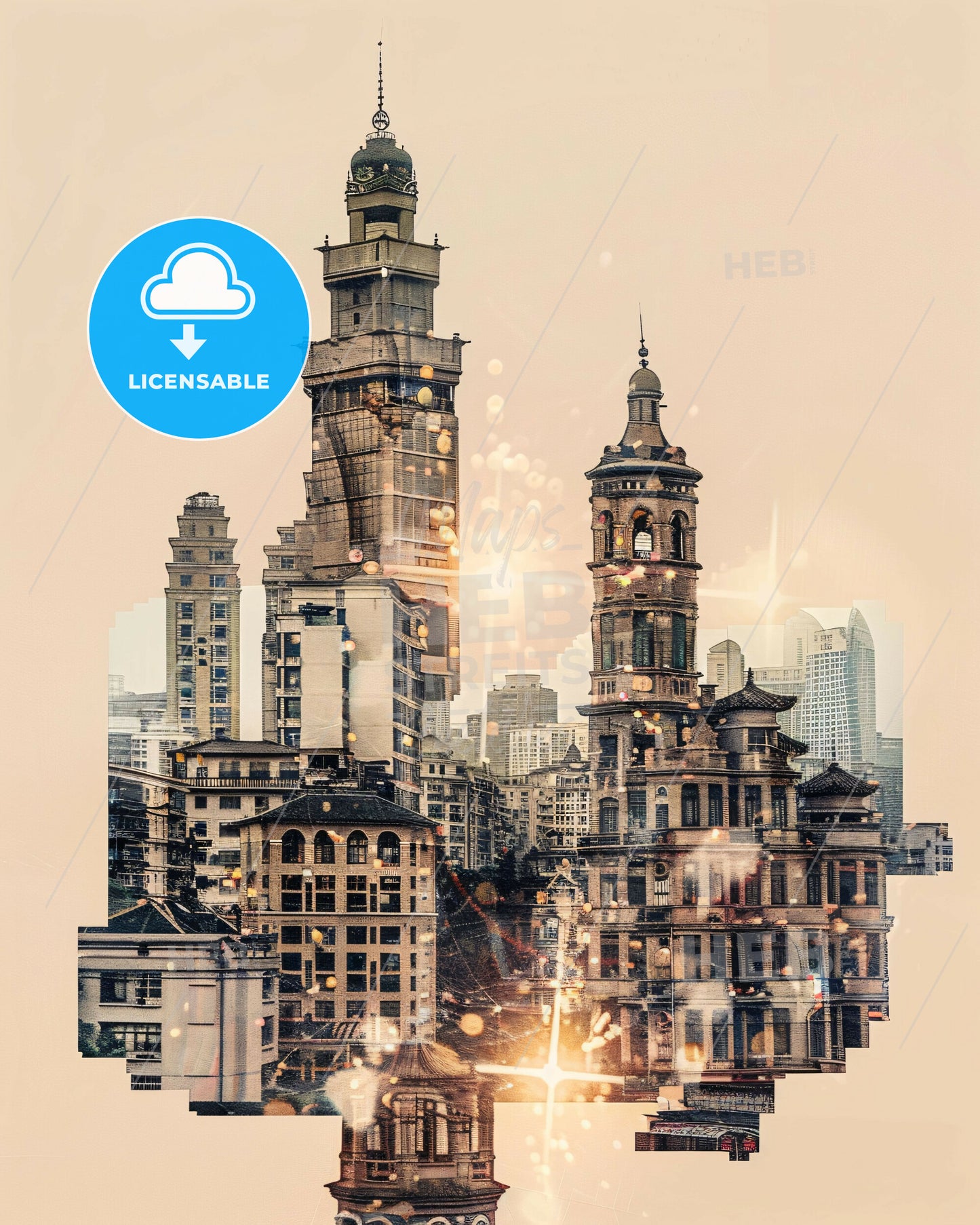 Mianyang Skylight Composite Art Poster - A city with many towers