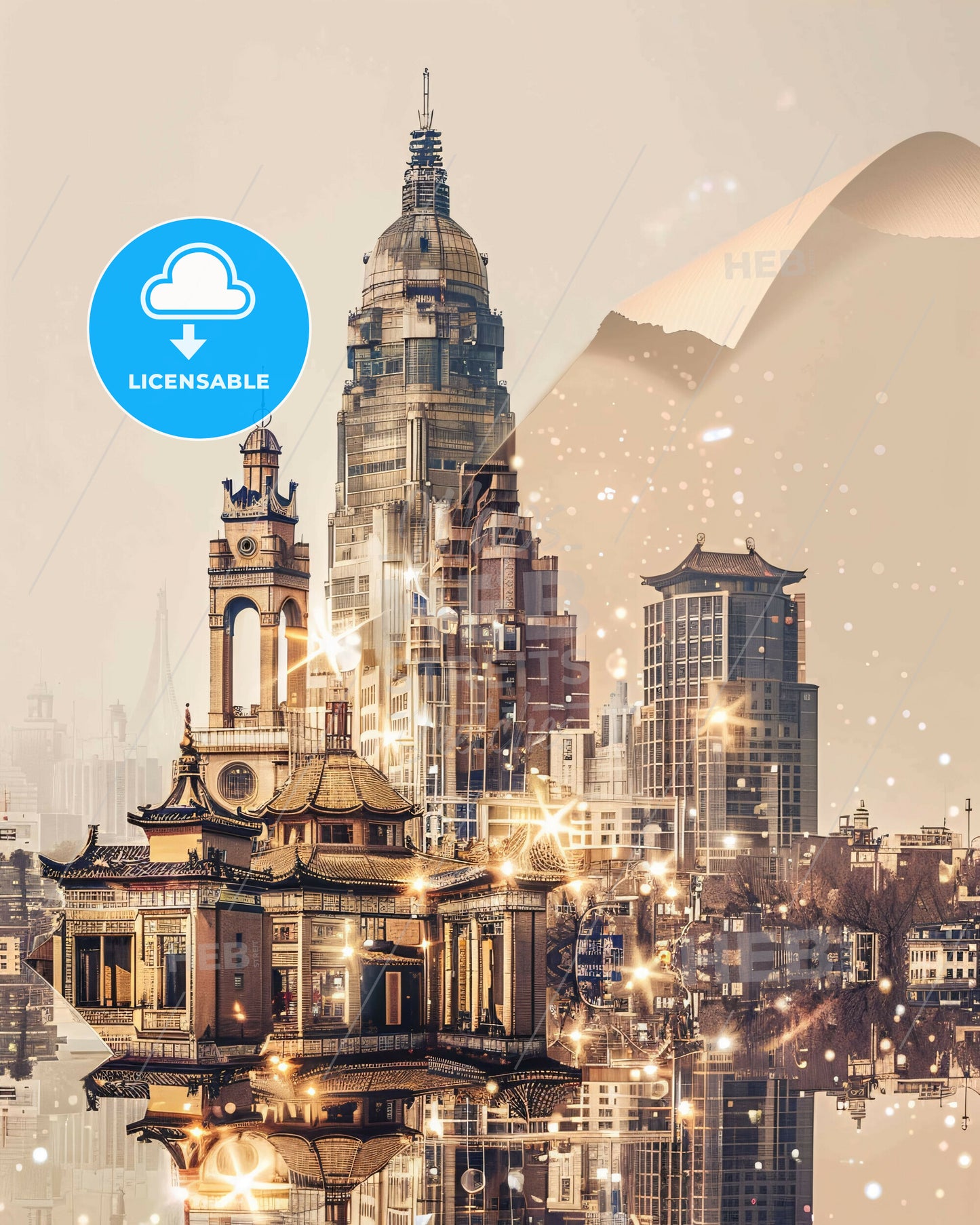 Mianyang, China: Skyline Artwork with Local Charm - A city with a large building