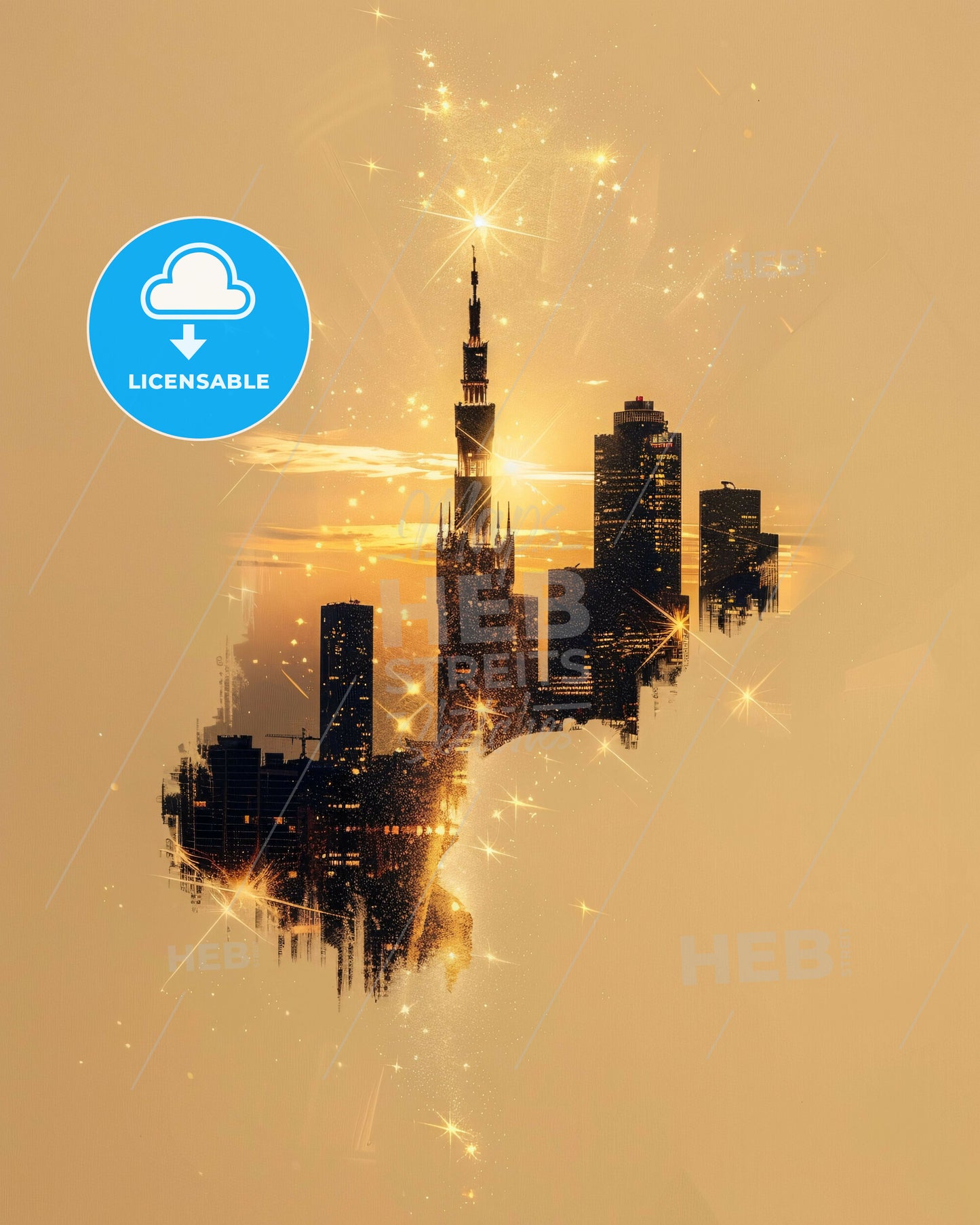 Milan City Icons Backlit Skyline Giclée Poster - A silhouette of a city