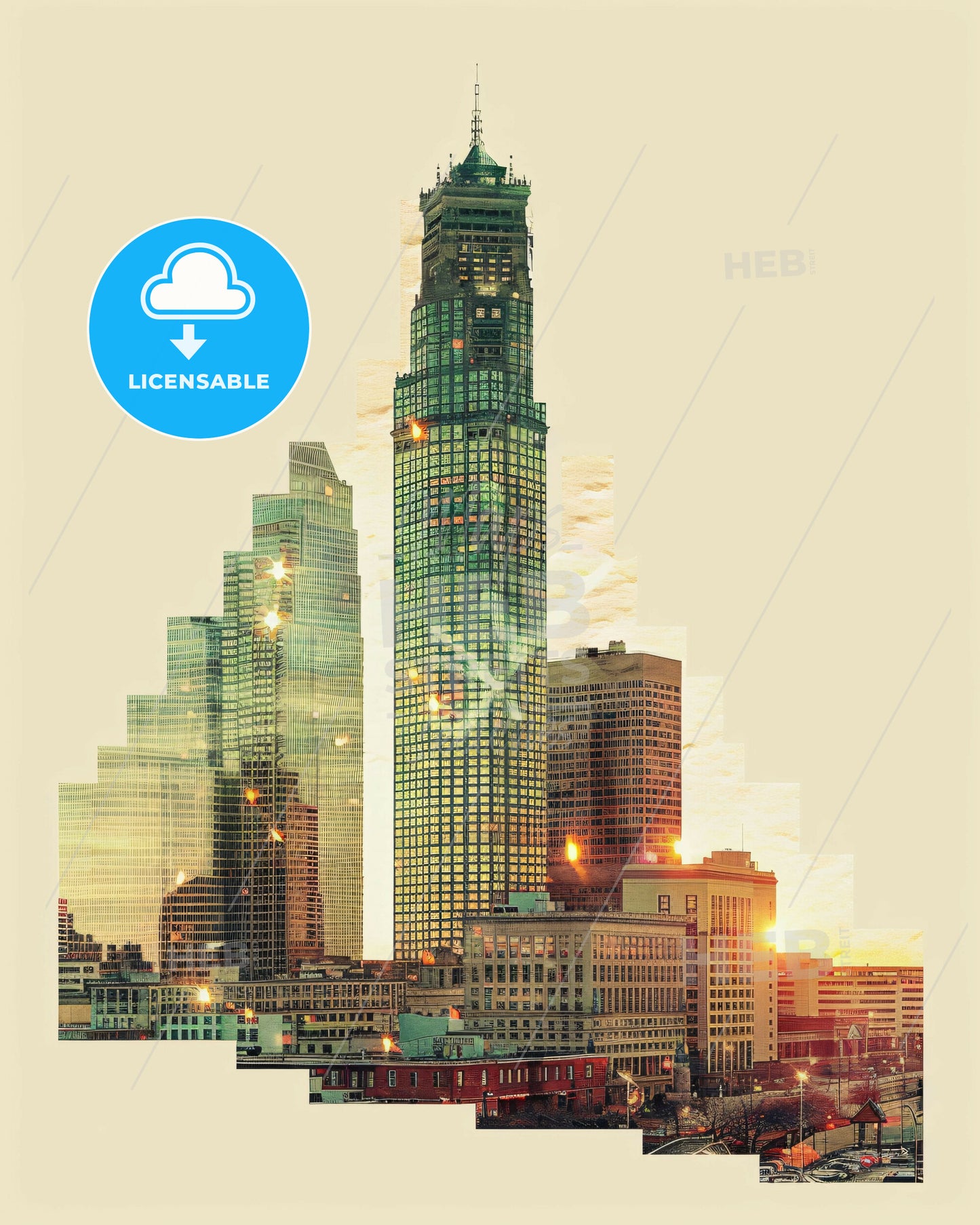 Milwaukee, Wisconsin: Skyline City Sparkle - A city skyline with many tall buildings