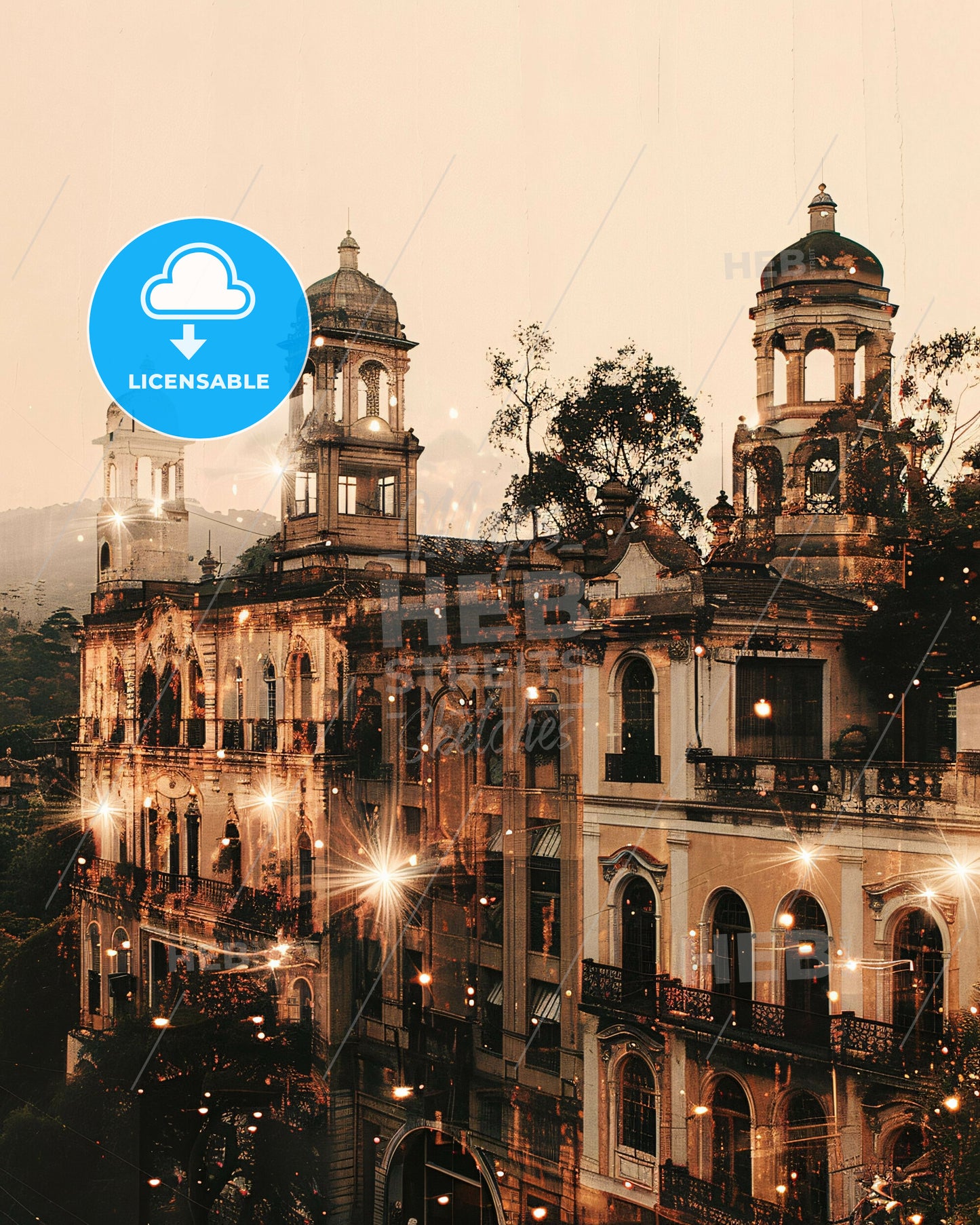 Montes Claros: Majestic City Skyline Poster Art - A building with a large tower