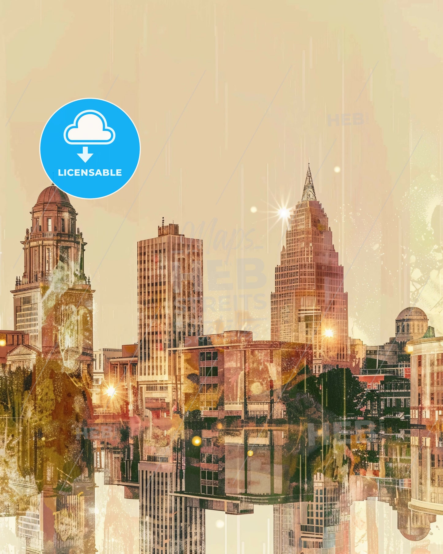 Montgomery: Double Exposure City Skyline Poster - A city skyline with many tall buildings