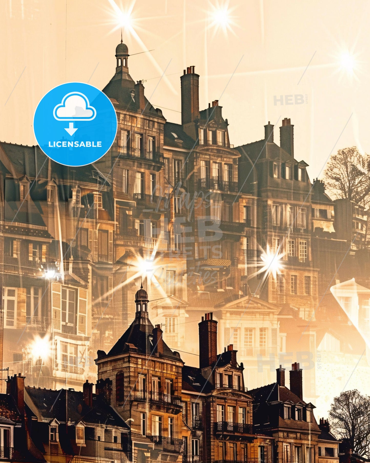 Montreuil Skyline Double Exposure Composite Poster - A building with many windows