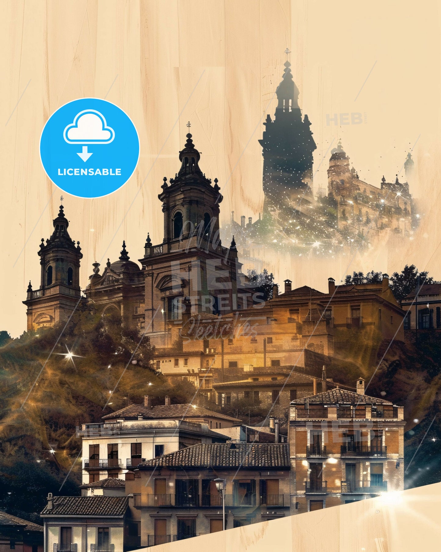 Moratalaz City Silhouette Art Showpiece - A city with a building in the background