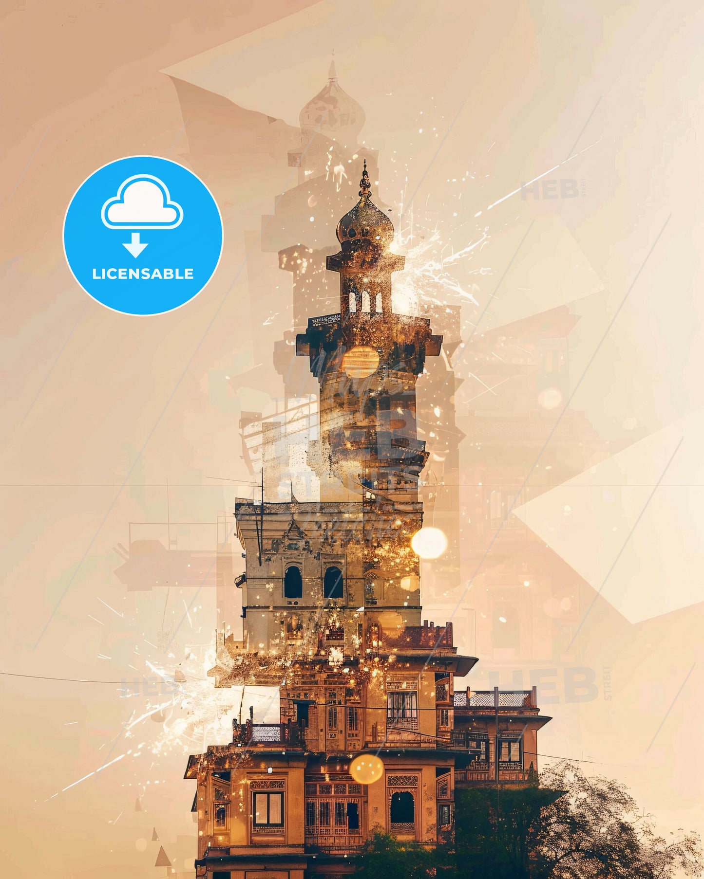 Multan: Where Old Meets New in Vivid Posters - A building with fireworks